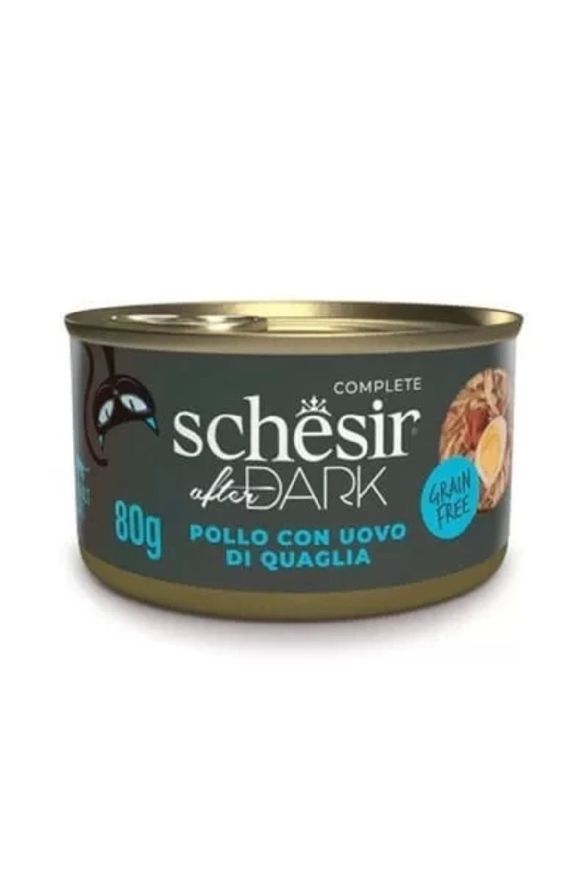 Schesir After Dark Et Suyu Içinde Tavuklu Ve Bıldırcın Yumurtalı Yetişkin Kedi Konservesi 80 gr