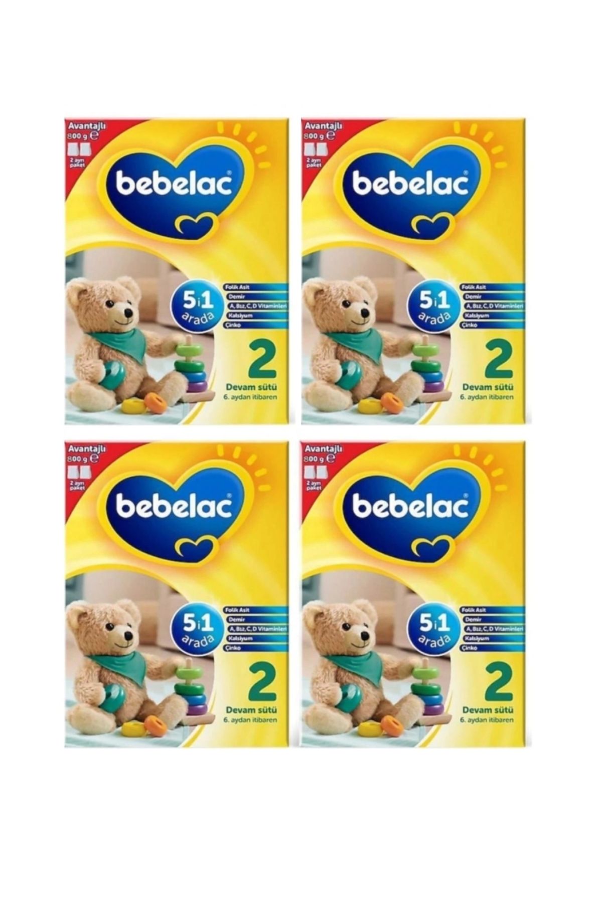 Bebelac 2 Devam Sütü 800 gr 6-9 Ay X 4 Adet -kofre