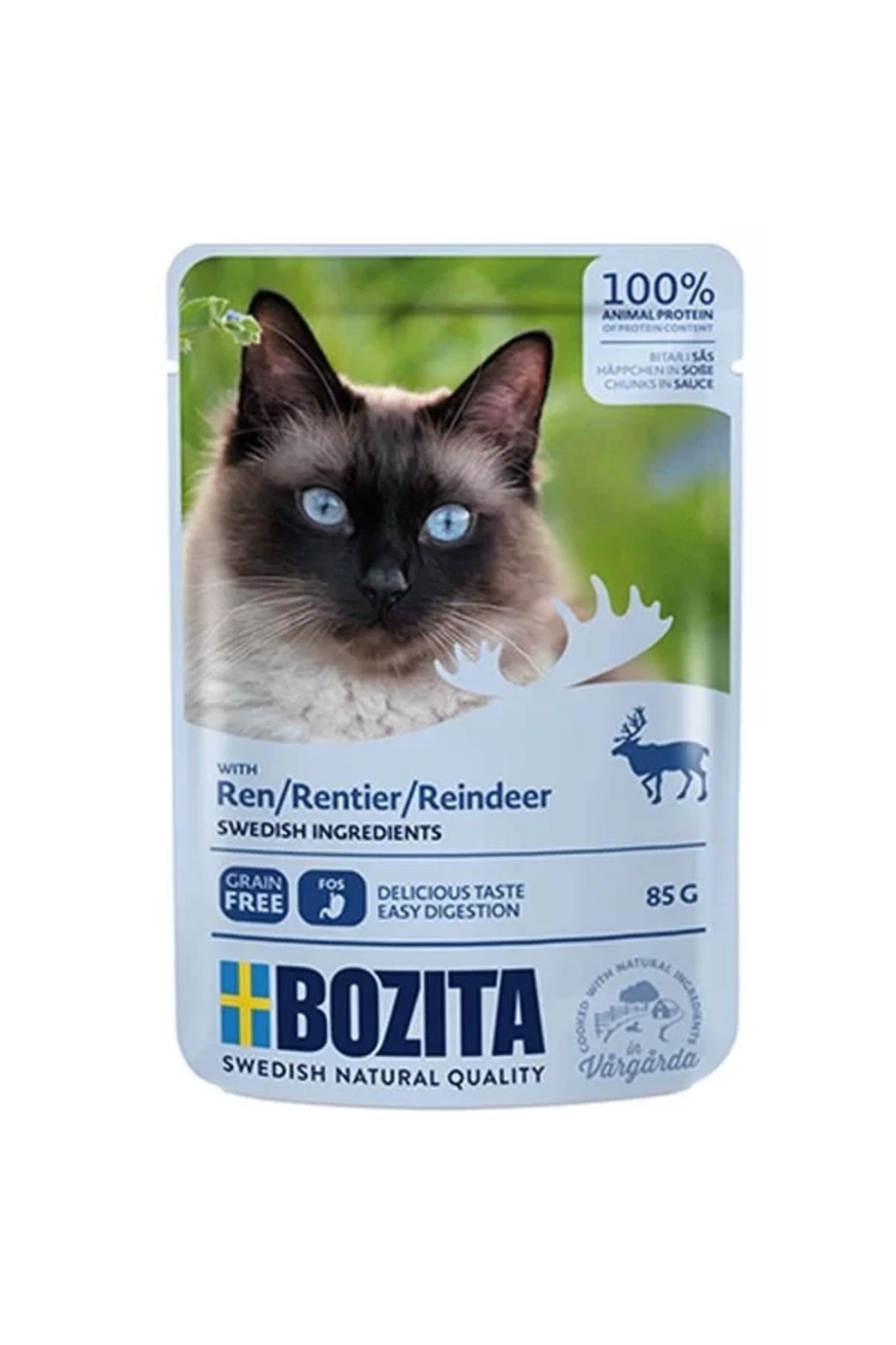 Bozita Pouch Ren Geyiği Etli Tahılsız Yetişkin Konserve Kedi Maması 85 gr