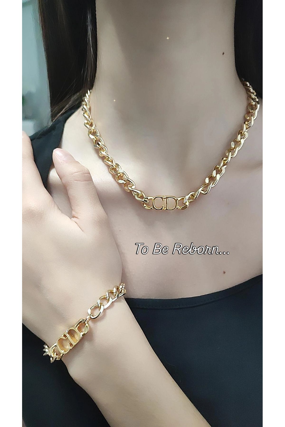 To Be Reborn-Cd Model Special Design - Thick Chain Necklace and Bracelet Set, Favorite Model 1