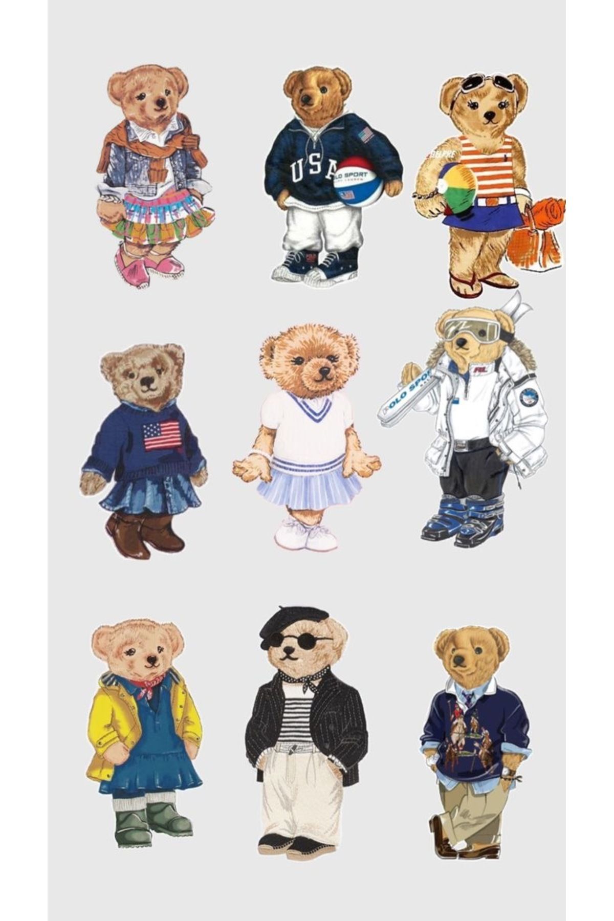 MOMSTAR Teddy Bear Sticker Yapışkanlı Ayıcık Temalı