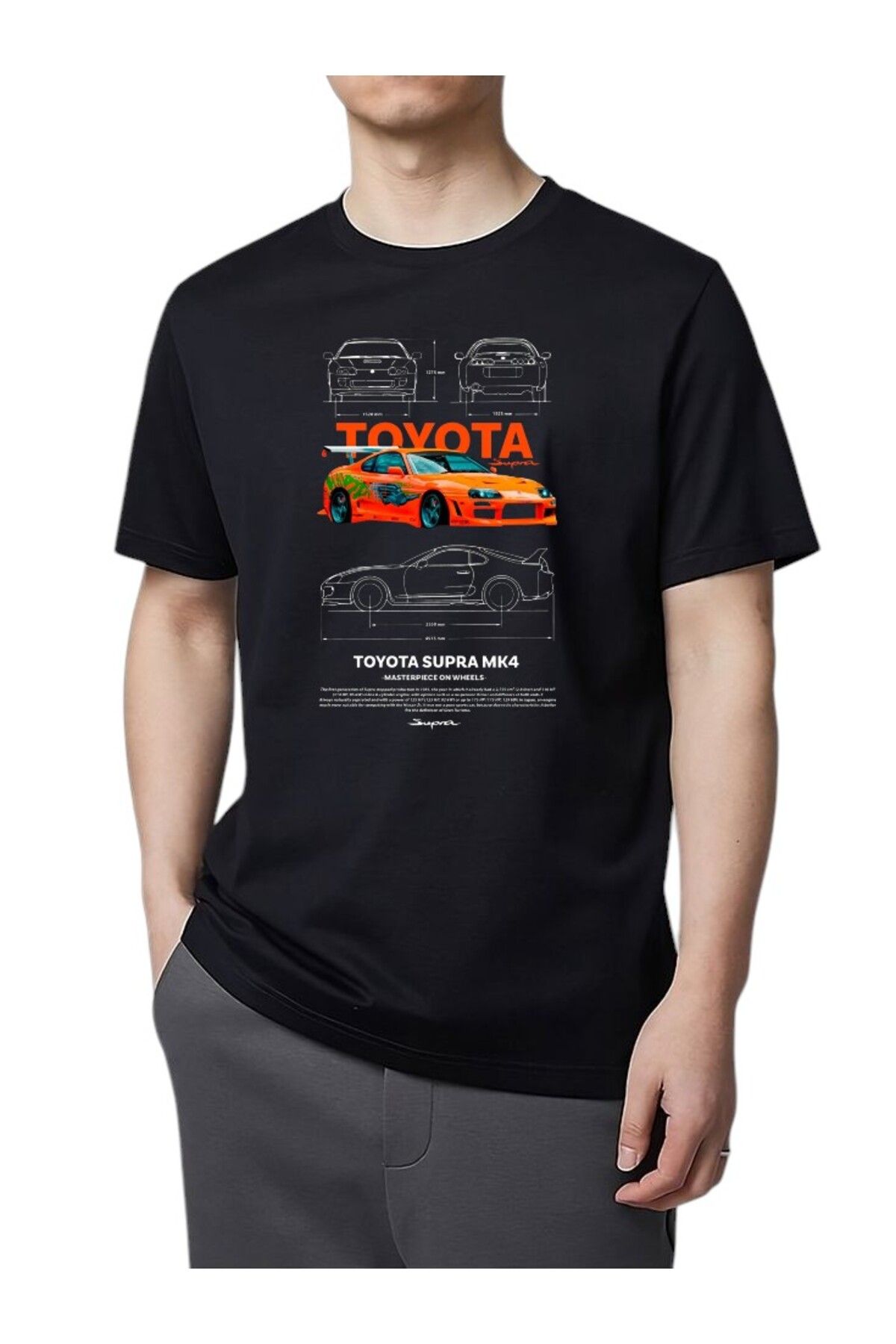 BLACKUMAY Toyota Baskılı Oversize Bisiklet Yaka T-shirt