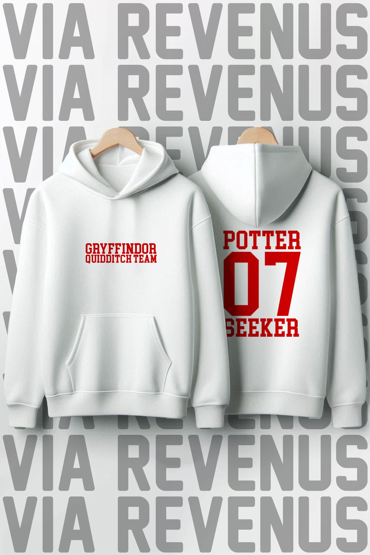 Vordevia Gryffindor Quidditch Team Potter Ön ve Arka Baskılı Kapüşonlu Sweatshirt