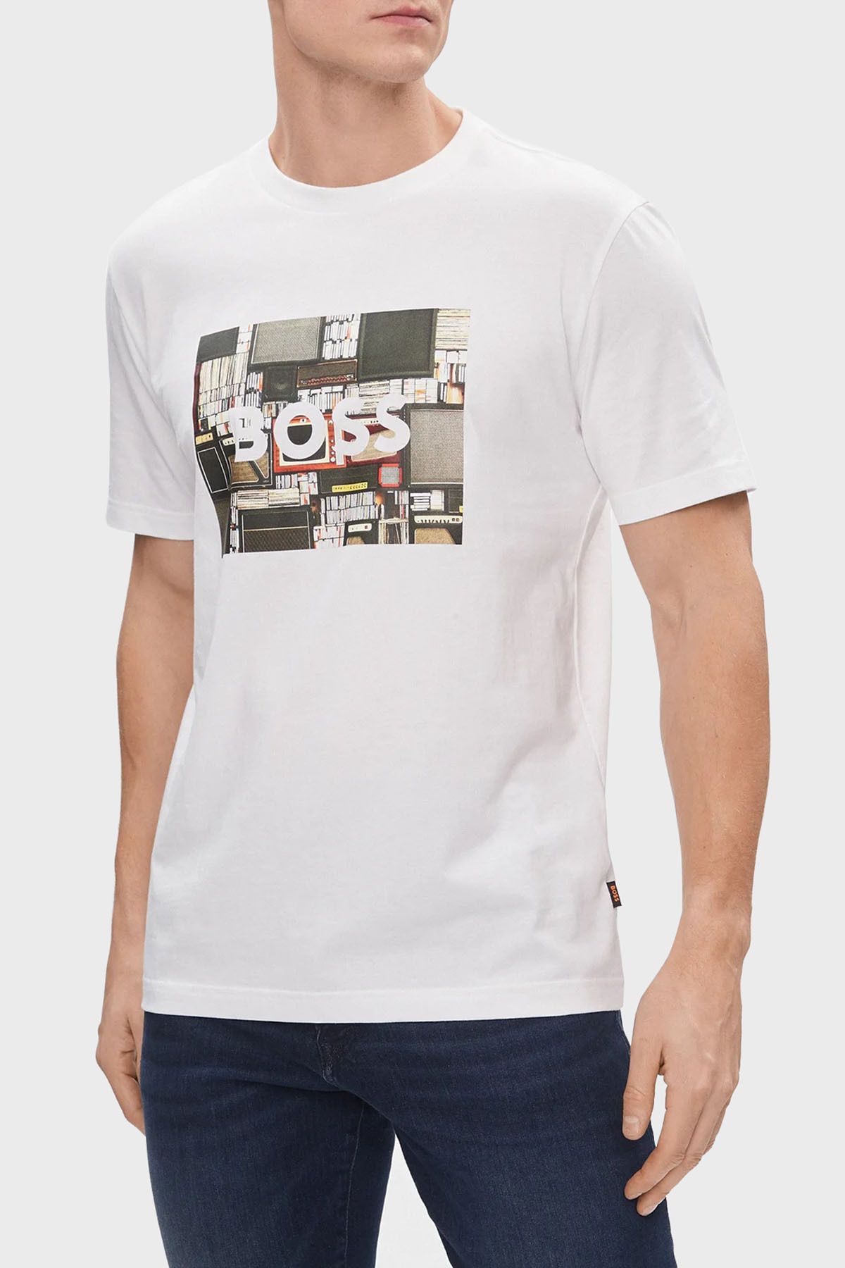 BOSS Baskılı % 100 Pamuk Regular Fit Bisiklet Yaka T Shirt Erkek T SHİRT 50510009 101