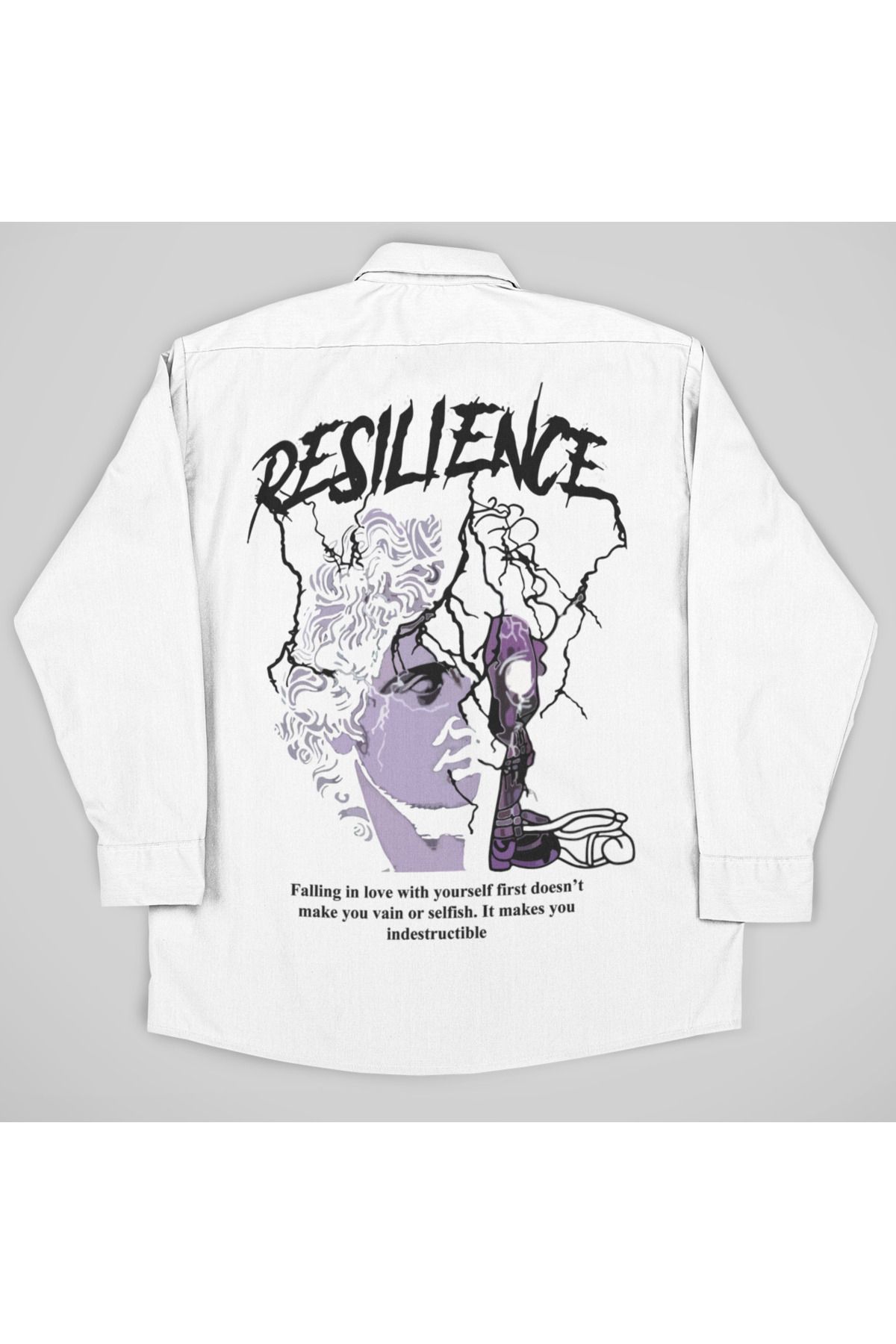 SEVBANO Resilience Yazılı Unisex Tasarım Baskılı Cepli Gömlek