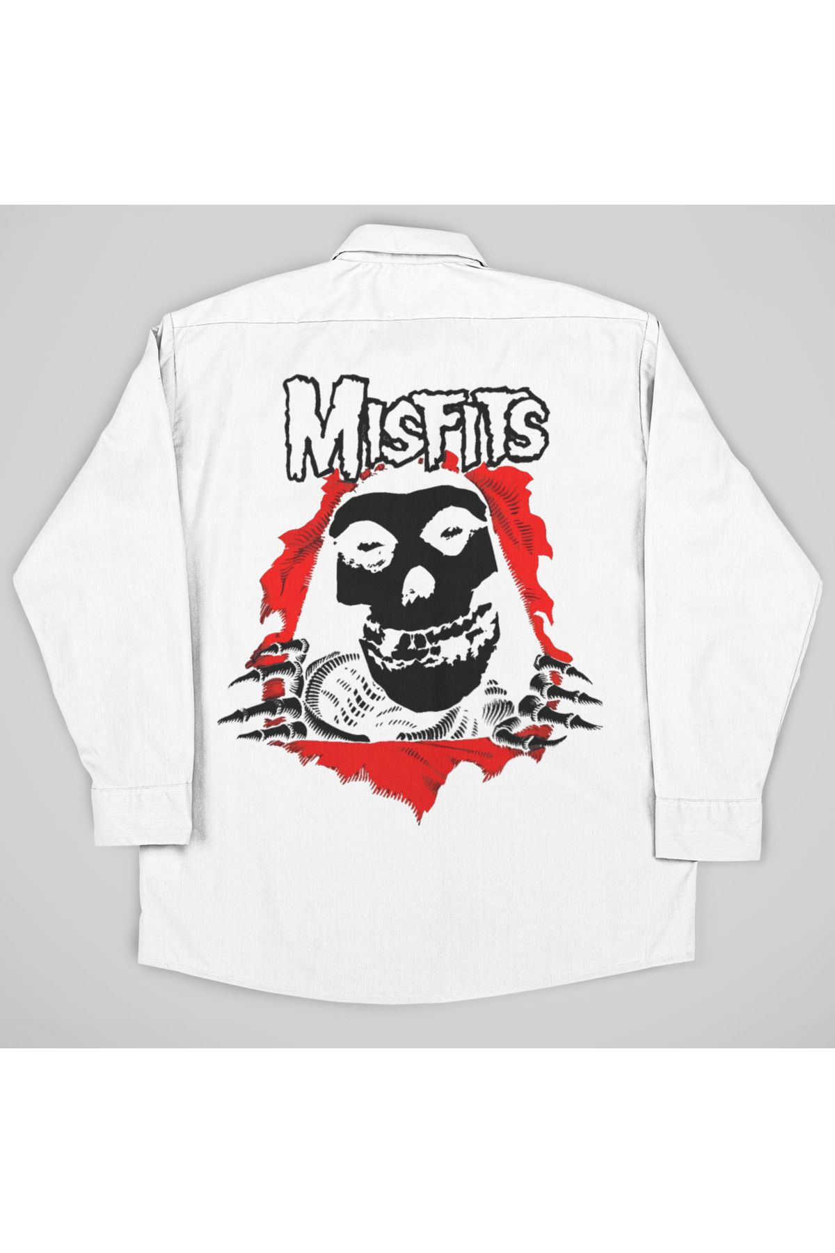 SEVBANO Misfits Müzik Grubu Baskılı Unisex Rock Metal Cepli Gömlek