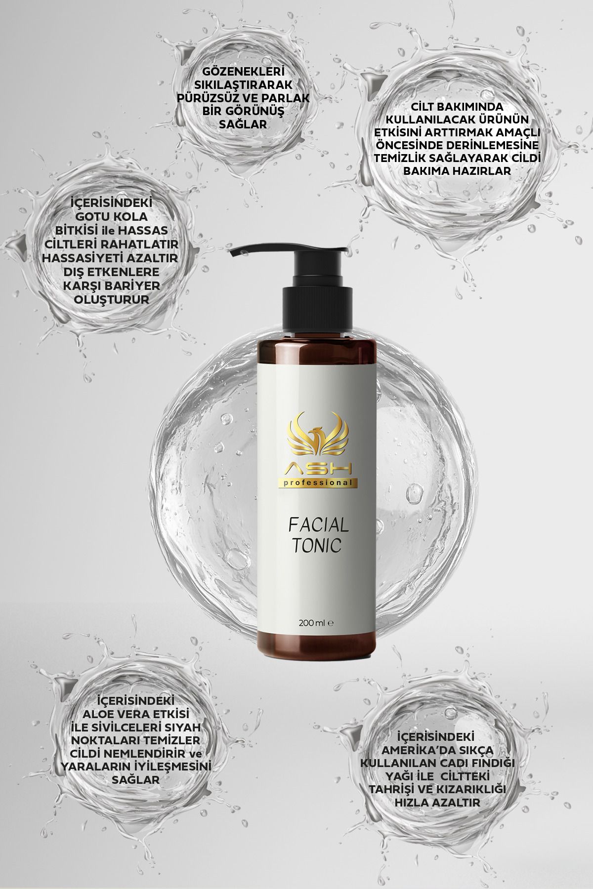 تونیک صورت، احیا کننده صورت، تونیک سفت کننده منافذ، تونیک پاک کننده صورت Ash professional