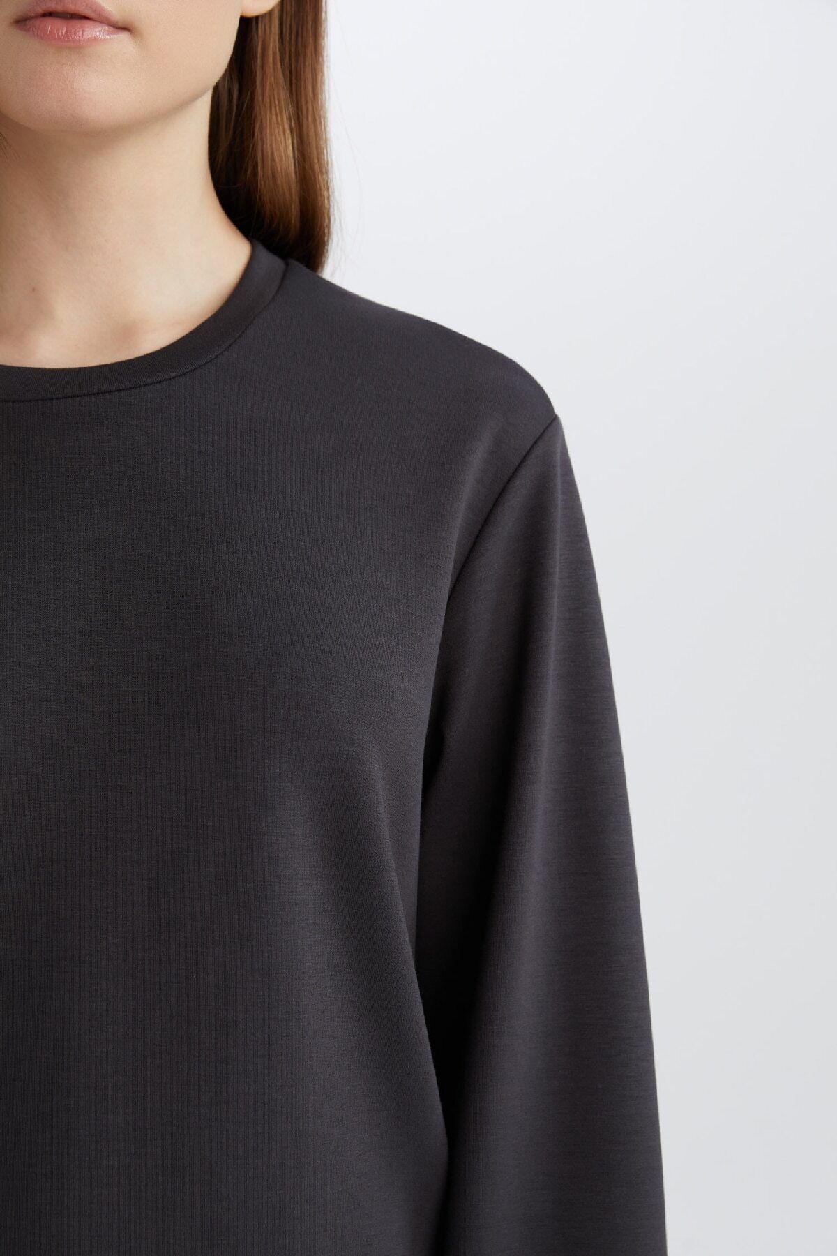 DeFacto-Regular Fit Crew Neck Basic Plain Sweatshirt Tunic D4598Ax25Sp 4