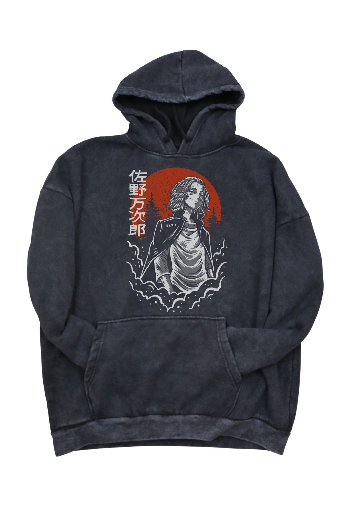 Fuddy Moda Oversize Manjiro Sano Baskılı Kapüşonlu Yıkamalı Sweatshirt, Unisex Tokyo Revengers Anime Hoodie