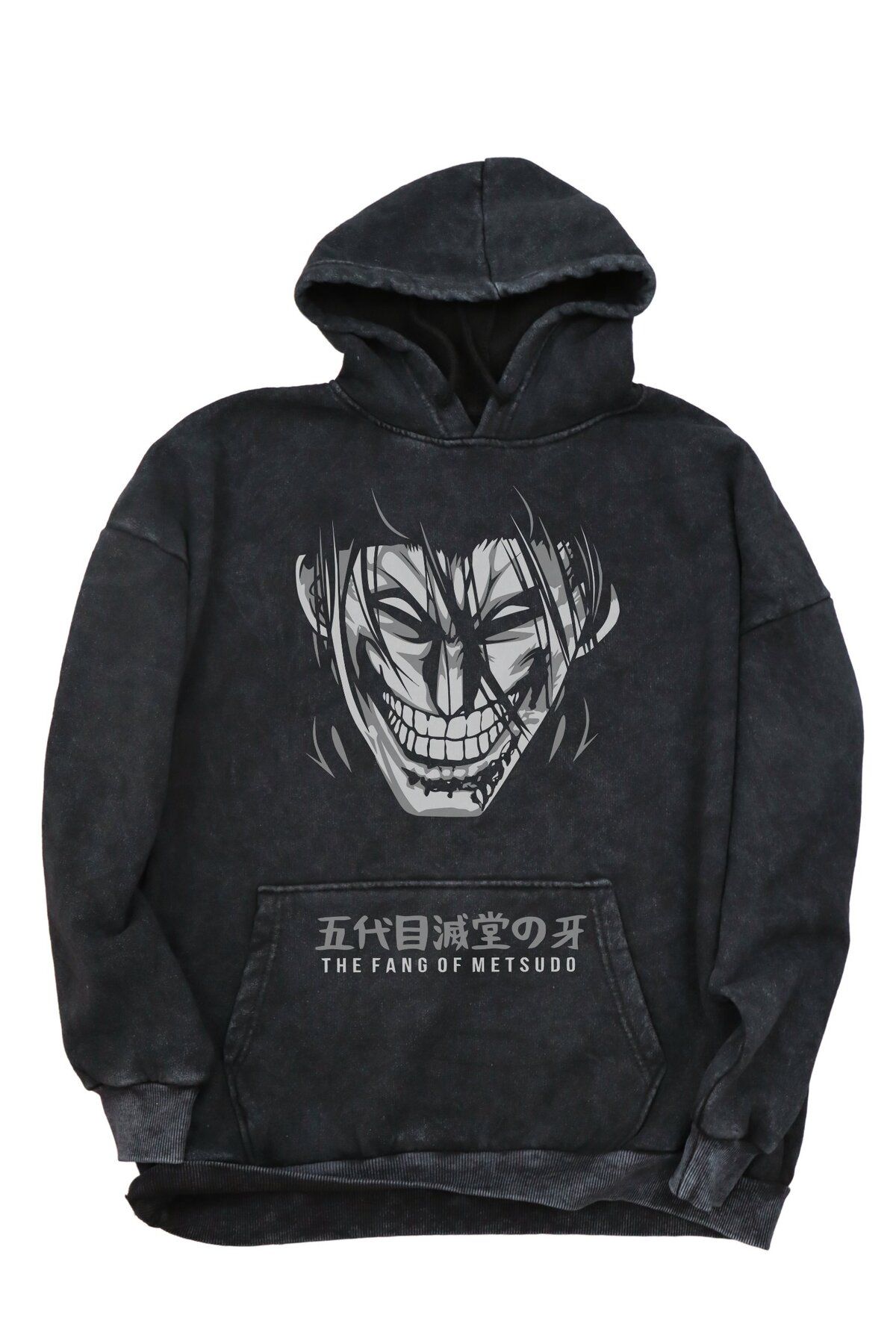 Fuddy Moda Oversize Eren AOT Baskılı Kapüşonlu Yıkamalı Sweatshirt, Unisex Attack On Titan Anime Temalı Hoodie