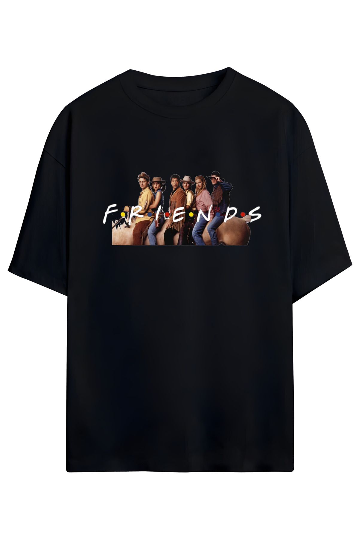 MAGORS FRIENDS TASARIMLI YENİ SEZON UNISEX OVERSIZE PAMUKLU T-SHIRT