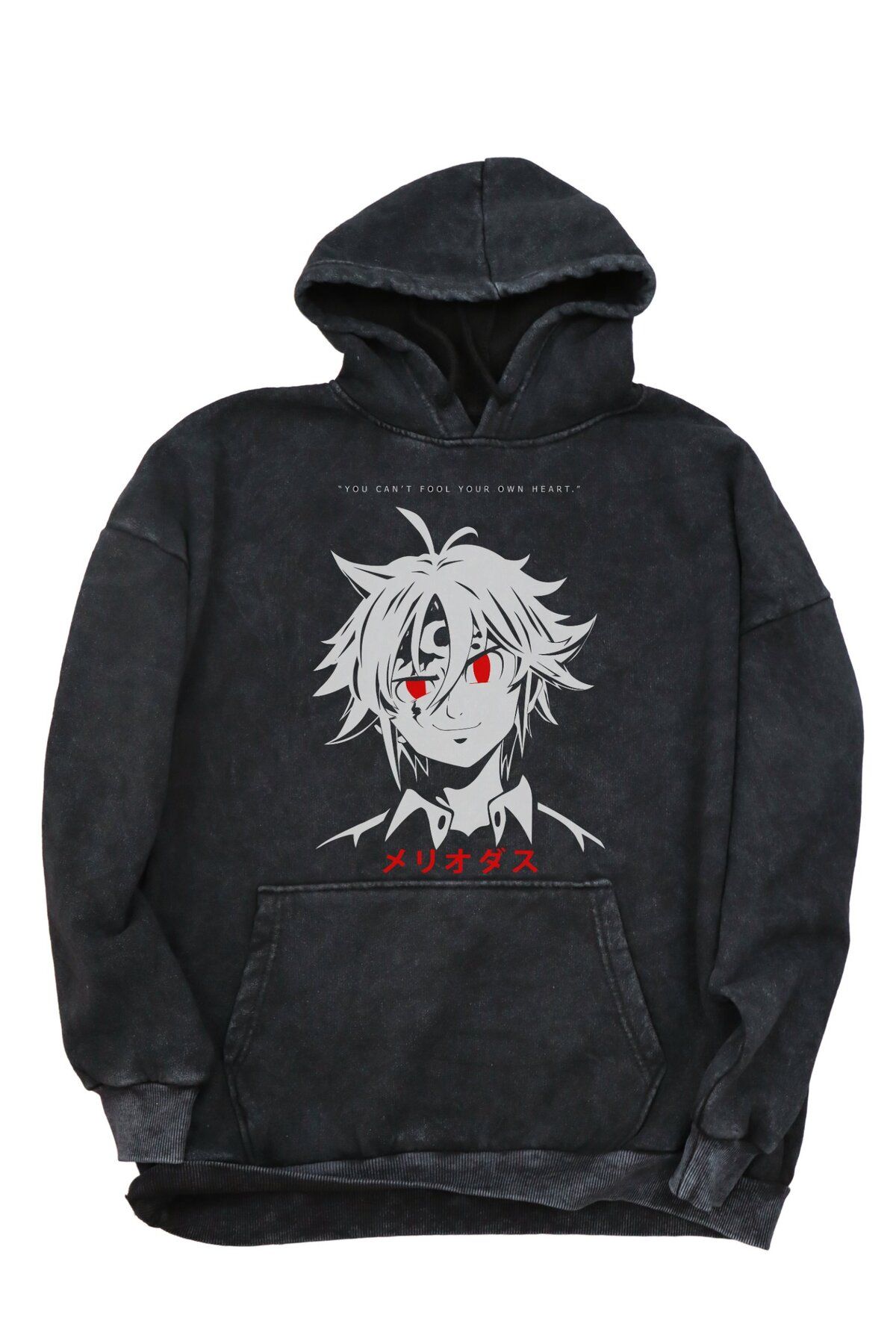 Fuddy Moda Oversize Meliodas Baskılı Kapüşonlu Yıkamalı Sweatshirt, Unisex The 7 Deadly Sins Anime Hoodie