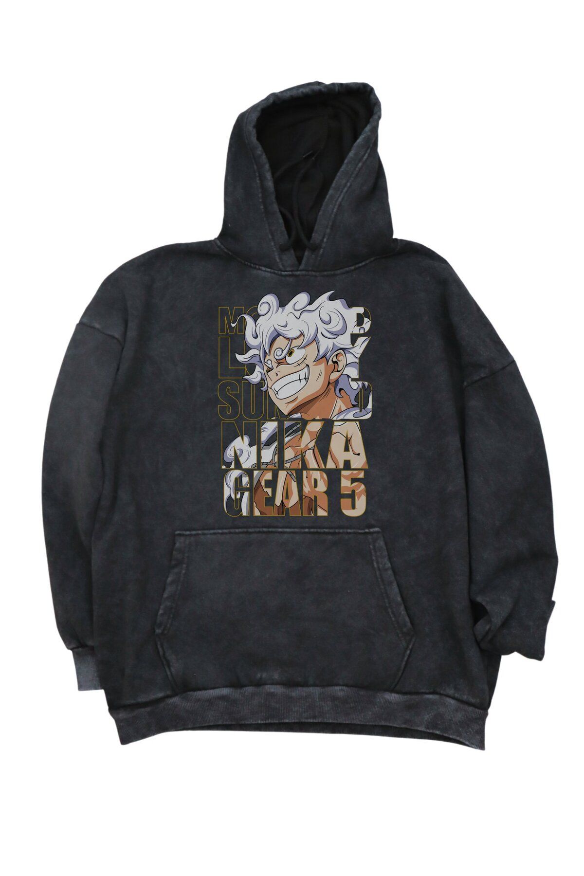 Fuddy Moda Oversize One Piece Luffy Gear 5 Baskılı Kapüşonlu Yıkamalı Sweatshirt, Unisex Anime Temalı Hoodie