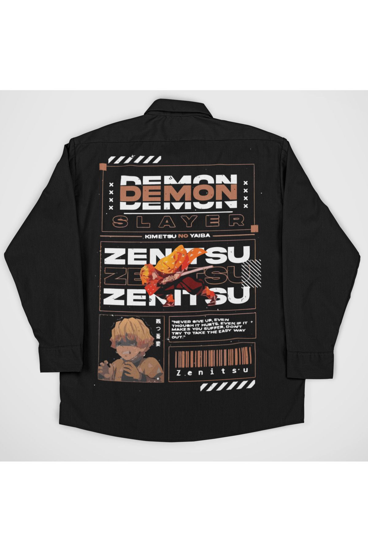 SEVBANO Demon Slayer Zenitsu Baskılı Unisex Anime Cepli Gömlek