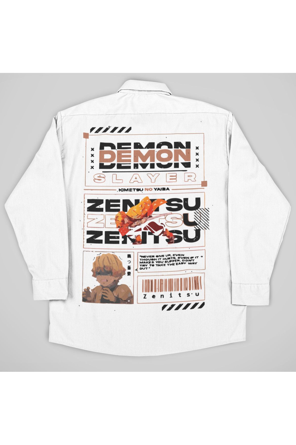 SEVBANO Demon Slayer Zenitsu Baskılı Unisex Anime Cepli Gömlek