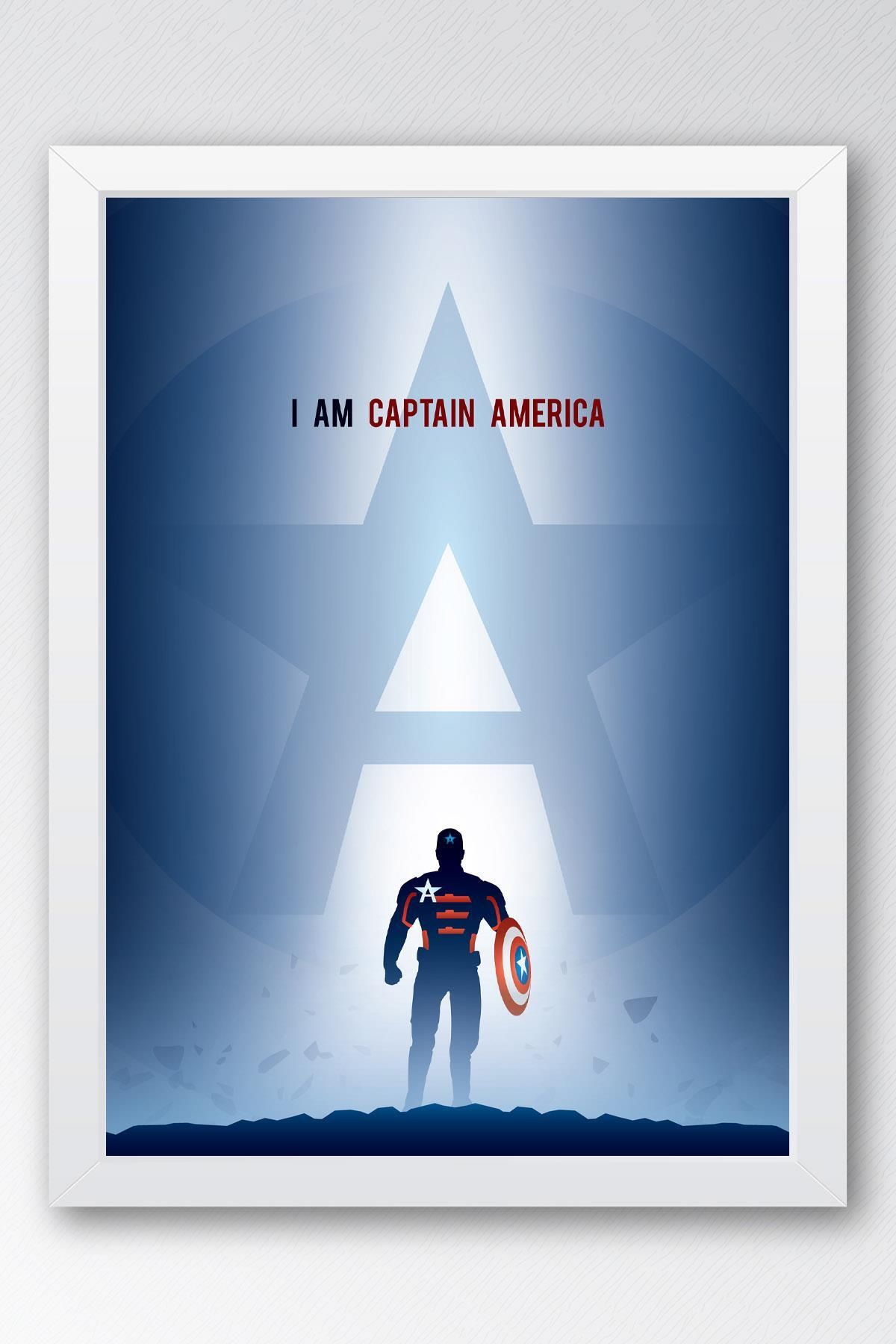 Saturn Captain America Çerçeveli Tablo - Kaptan Amerika Marvel Poster Tablo