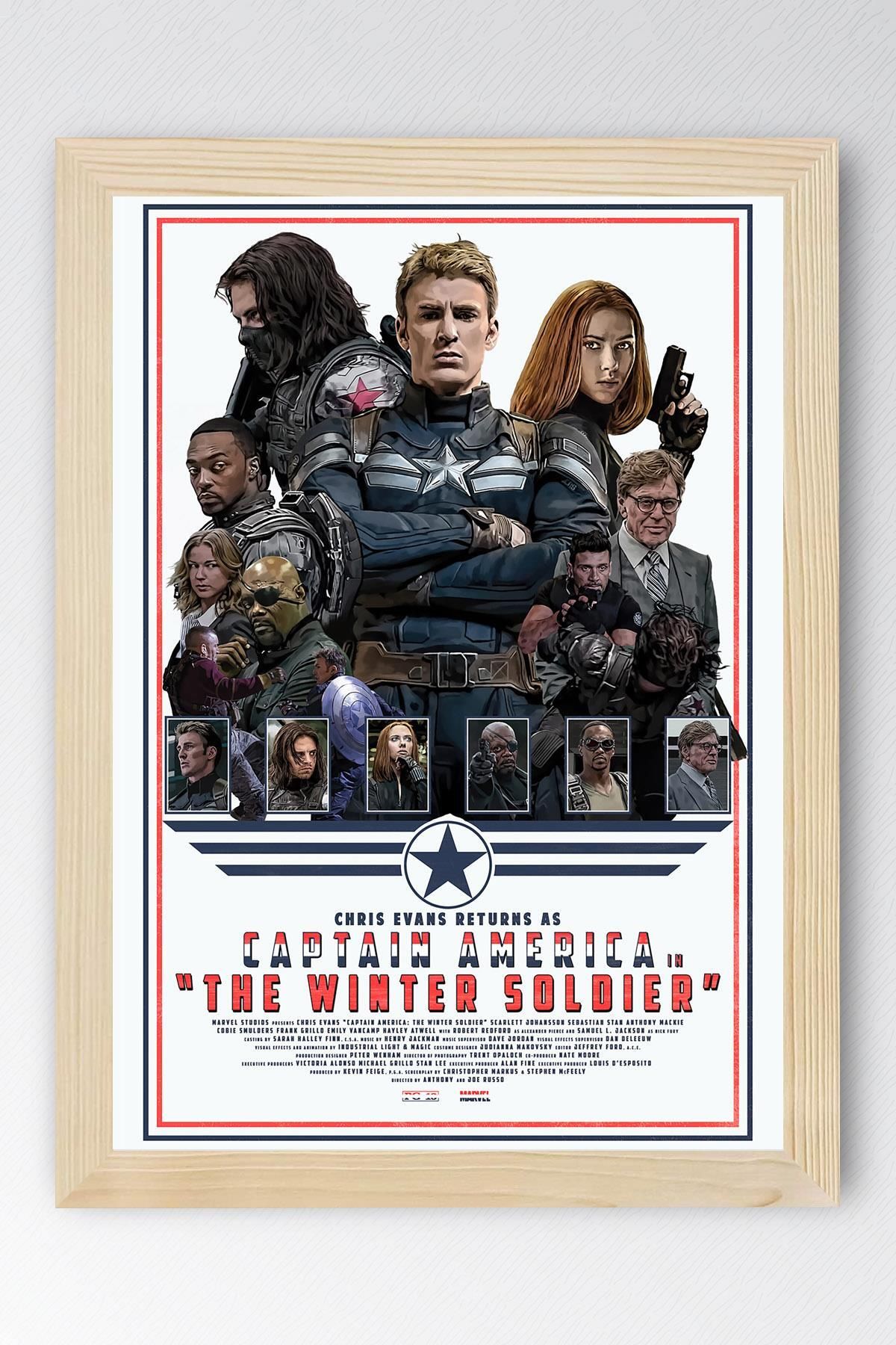 Saturn Captain America Çerçeveli Tablo - Kaptan Amerika Marvel Poster Tablo