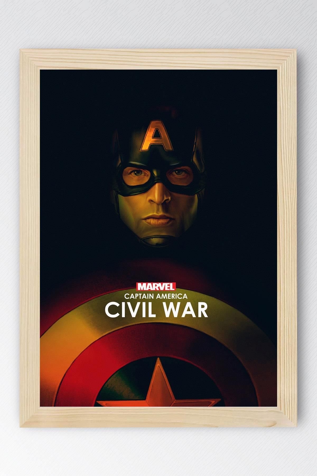 Saturn Captain America Çerçeveli Tablo - Kaptan Amerika Marvel Poster Tablo