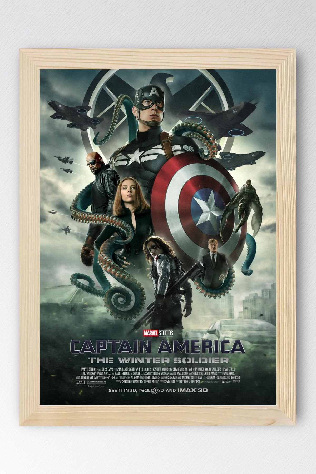 Saturn Captain America Çerçeveli Tablo - The Winter Soldier Marvel Poster Tablo