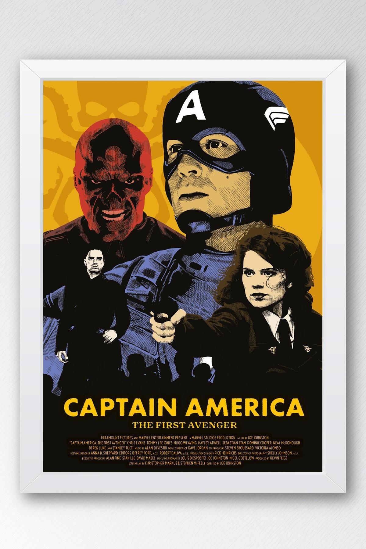 Saturn Captain America Çerçeveli Tablo - The First Avenger Marvel Poster Tablo