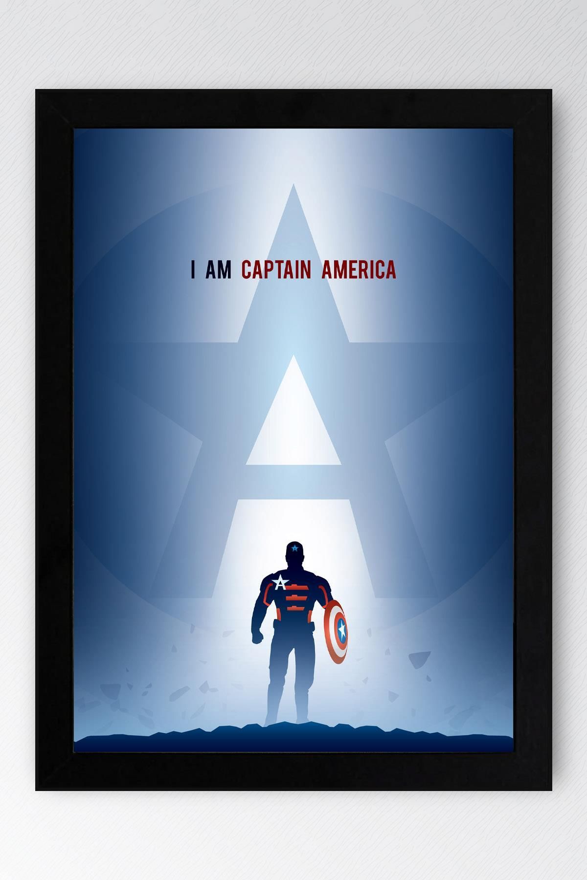 Saturn Captain America Çerçeveli Tablo - Kaptan Amerika Marvel Poster Tablo