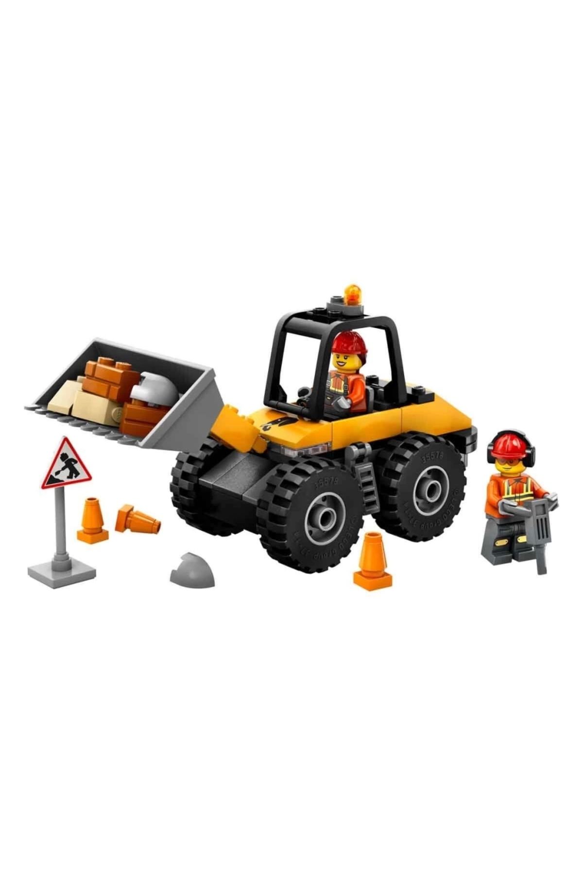 TWOX Çocuk LEGO Sarı Tekerlekli İnşaat Yükleyicisi 60450