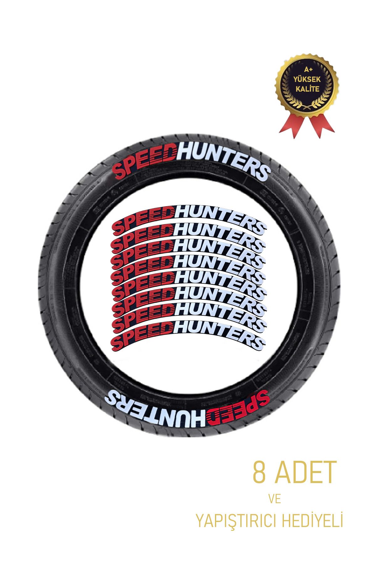 XMOD Lastik Yazısı Kırmızı Speedhunters Oto Motosiklet Lastik yazisi 8Adet A+ Kalite Yapıştırıcılı