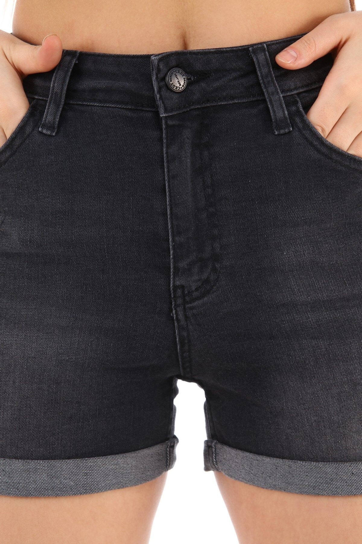 CEDY DENIM-High Waist Women's Mini Jean Denim Shorts - Double Leg C604 7