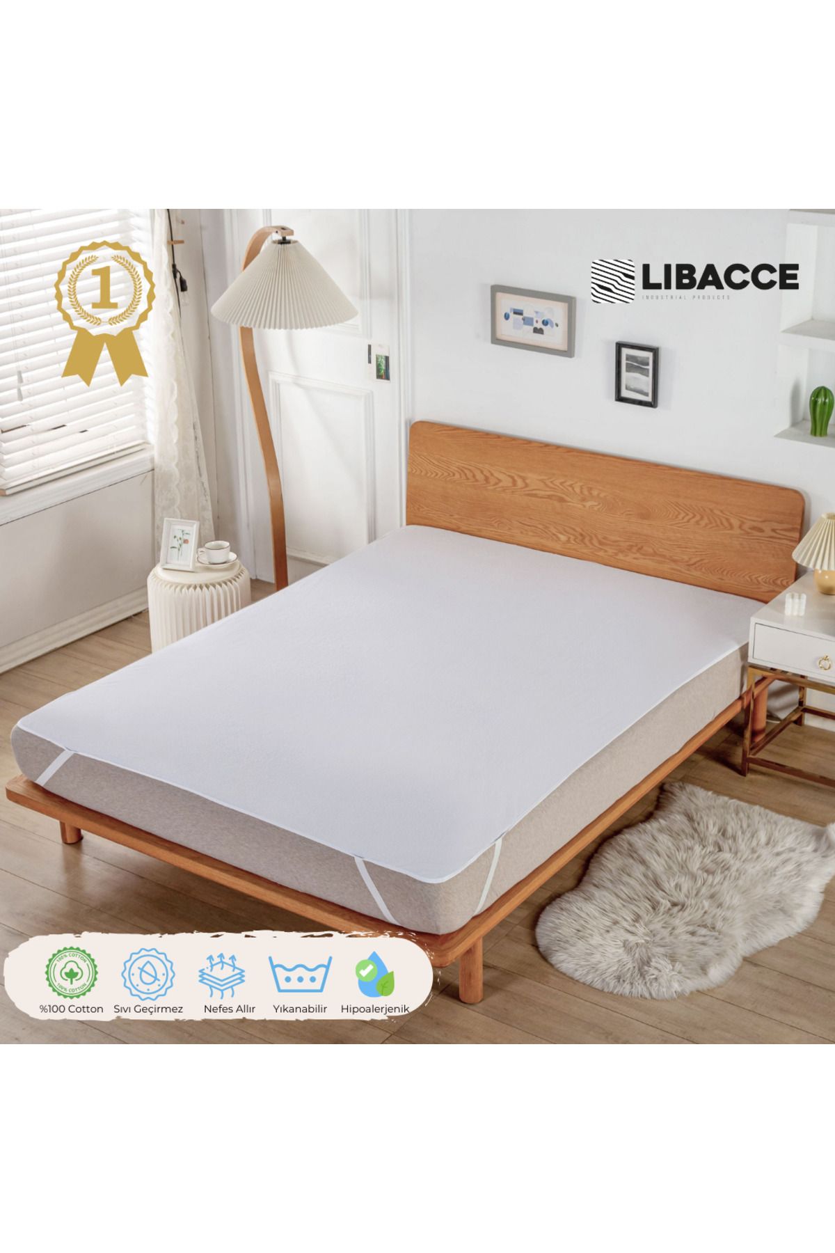 Libacce Industrial Products Çift Kişilik Sıvıyı Hapseden Sıvı Geçirmez Köşe Lastikli Alez 160x200 cm