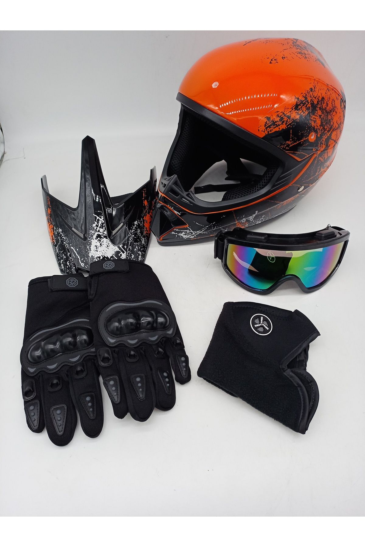 TEMMUZ MOTOSİKLET KASKI CROSS HELMET XL TAM TAKIM