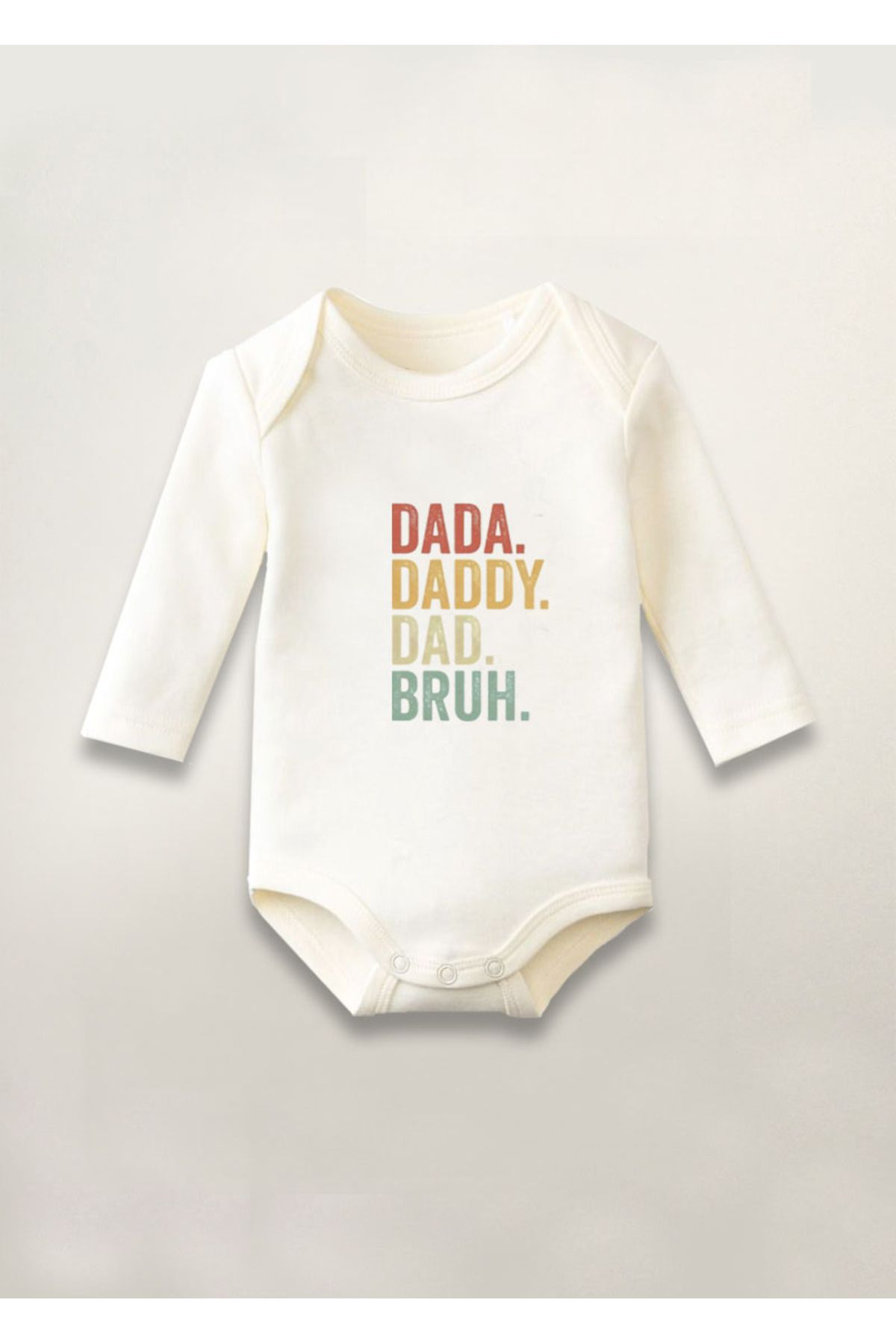 sielta Dady Dad Bruh Baskılı Pamuklu Uzun Kollu Çıtçıtlı Bebek Body Zıbın Atlet Tulum