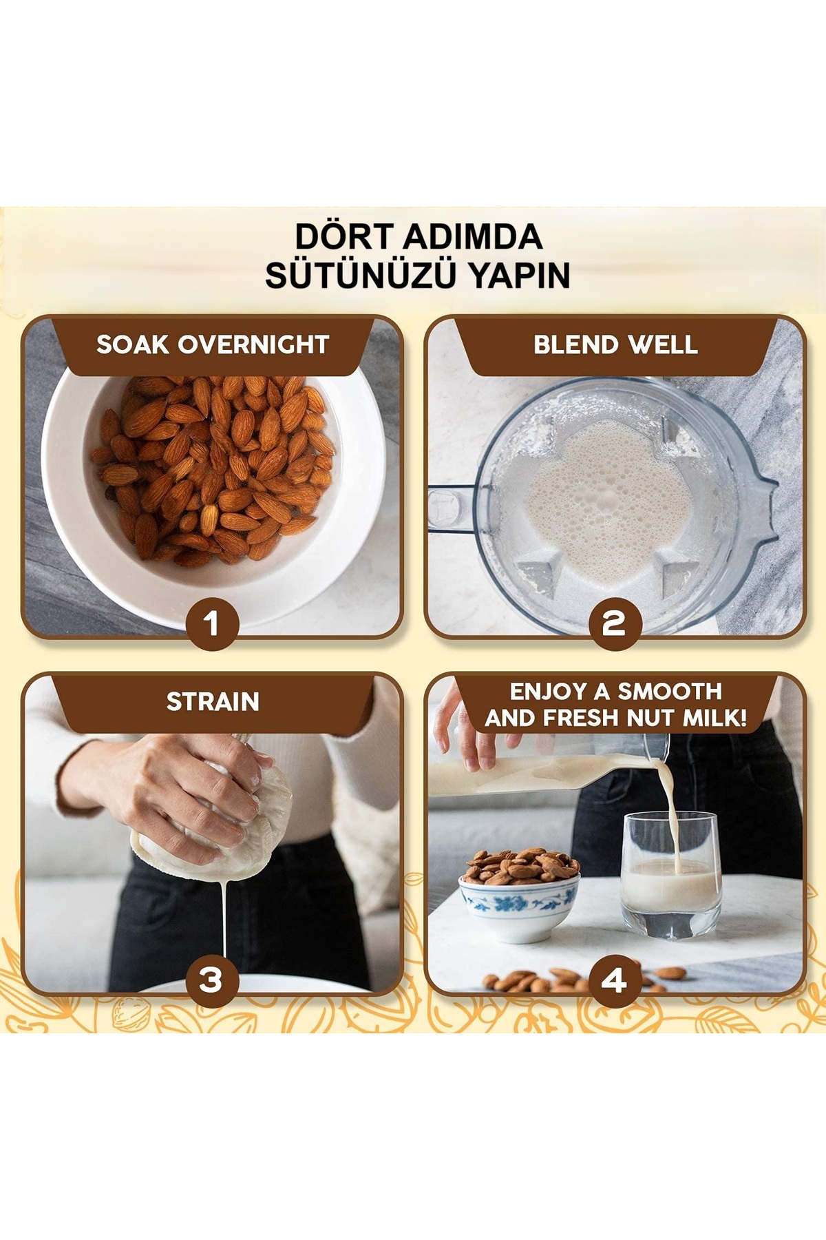 Ferdys Çok Amaçlı Süzme Torbası, Süt Süzme Torbası, %100 Doğal Süzme Torbası, Bez poşet fotoğrafı 5 (önizleme)