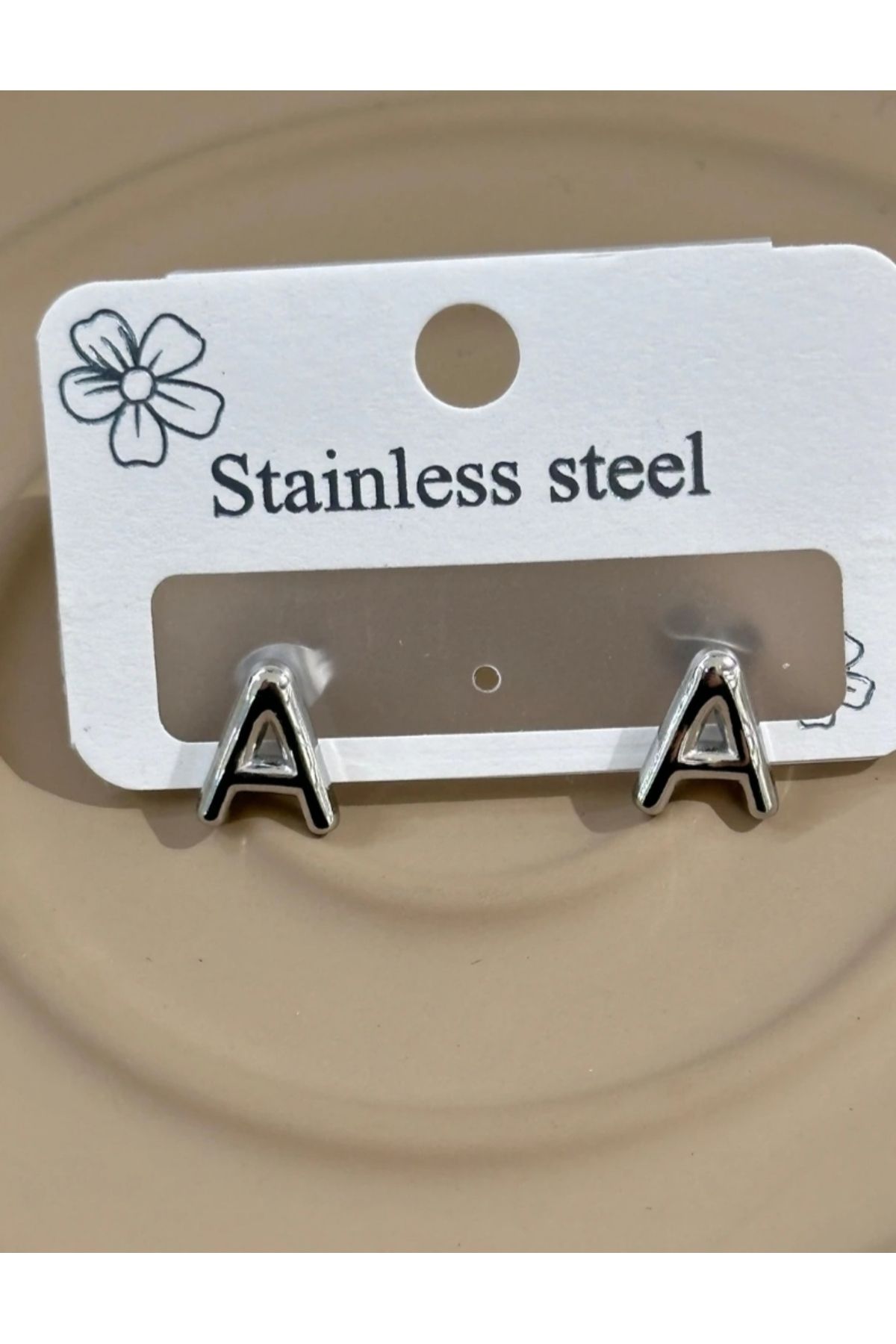 stainless steell Çelik Silve A Harfi Küpe