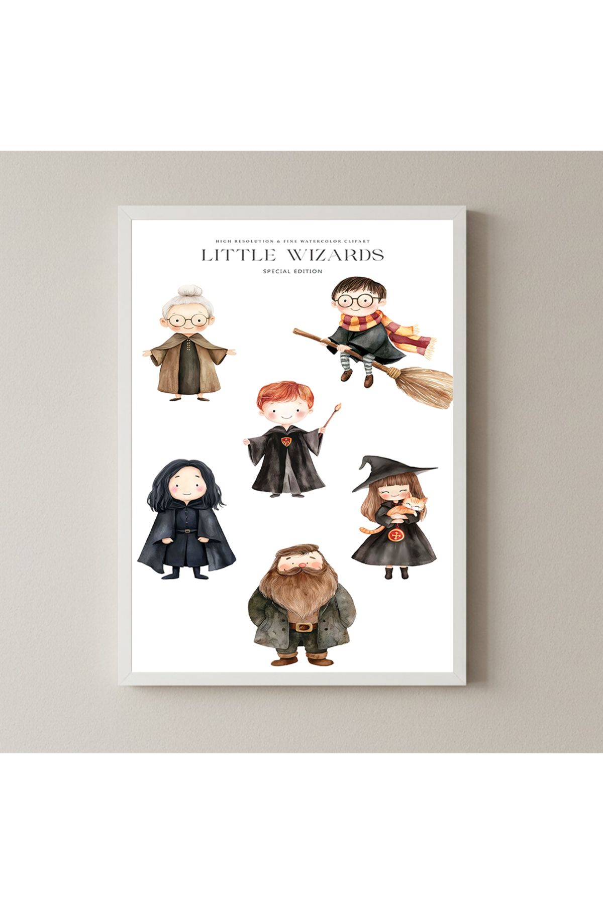 Peppy Rooms Beyaz Çerçeveli Tablo Little Wizards,Büyücü,Harry Potter PEPPY-0096