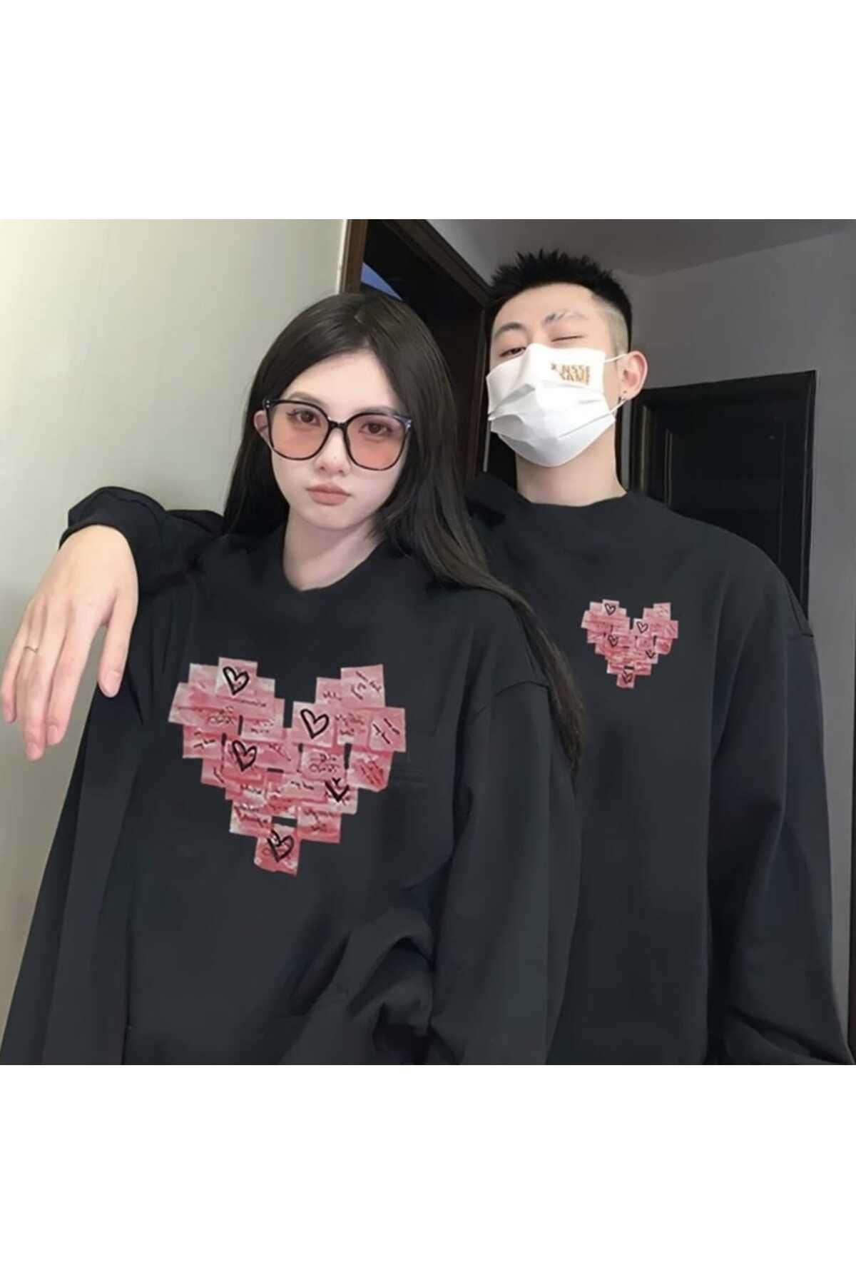 WOODROFFE 2 Li Harajuku Style Çift Sevgili Kombinleri Couple Clothing Yeni Sezon (Adet Fiyat)