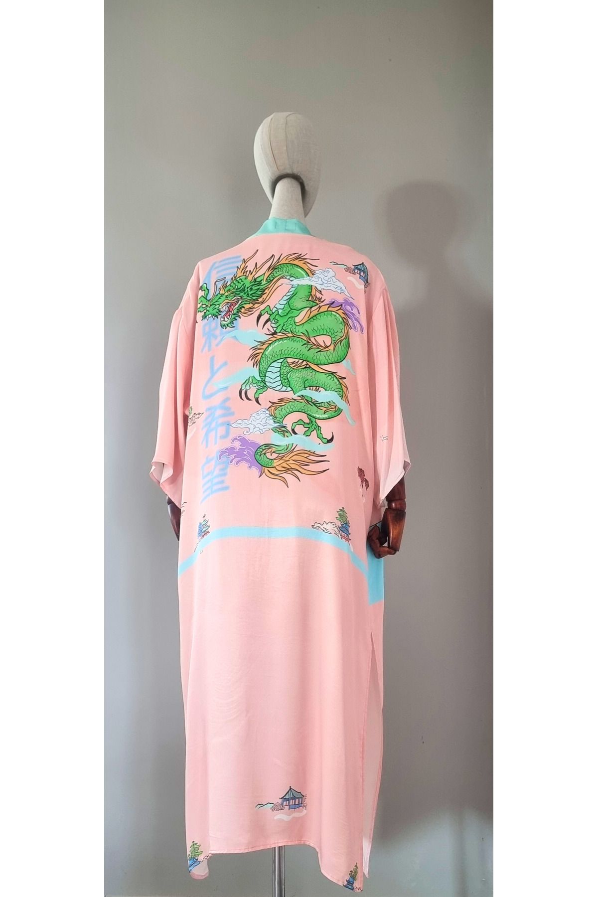 Atelier Nui Pink Dragon Kimono / Pudra Rengi Pembe Ejderha Kimono