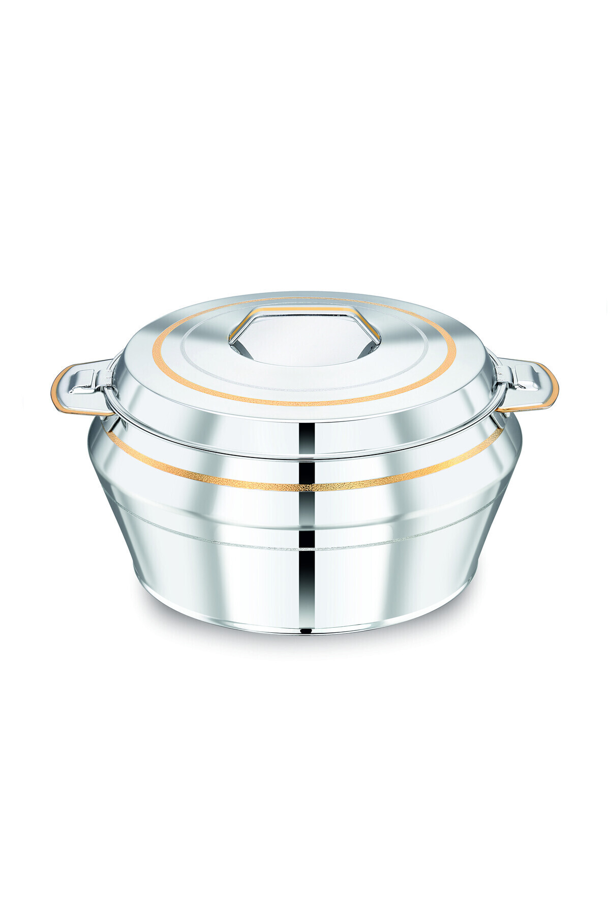 Bohara-Stainless Steel Food Container (SHAKEELA) Decorated With Golden Calligraphy, Capacity 7500 ml 1
