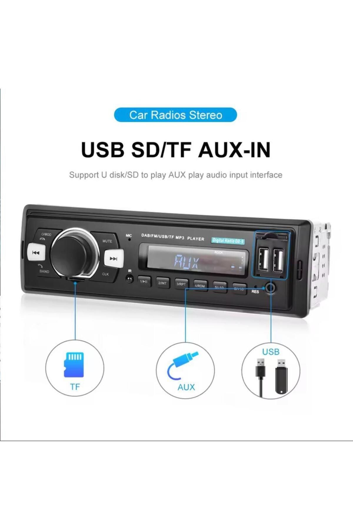 Manessa MB-27 Çift Usb Girişli Bluetooth Oto Teyp i Radyo Sd Aux Teyp Amfi Çıkışlı Kumandalı