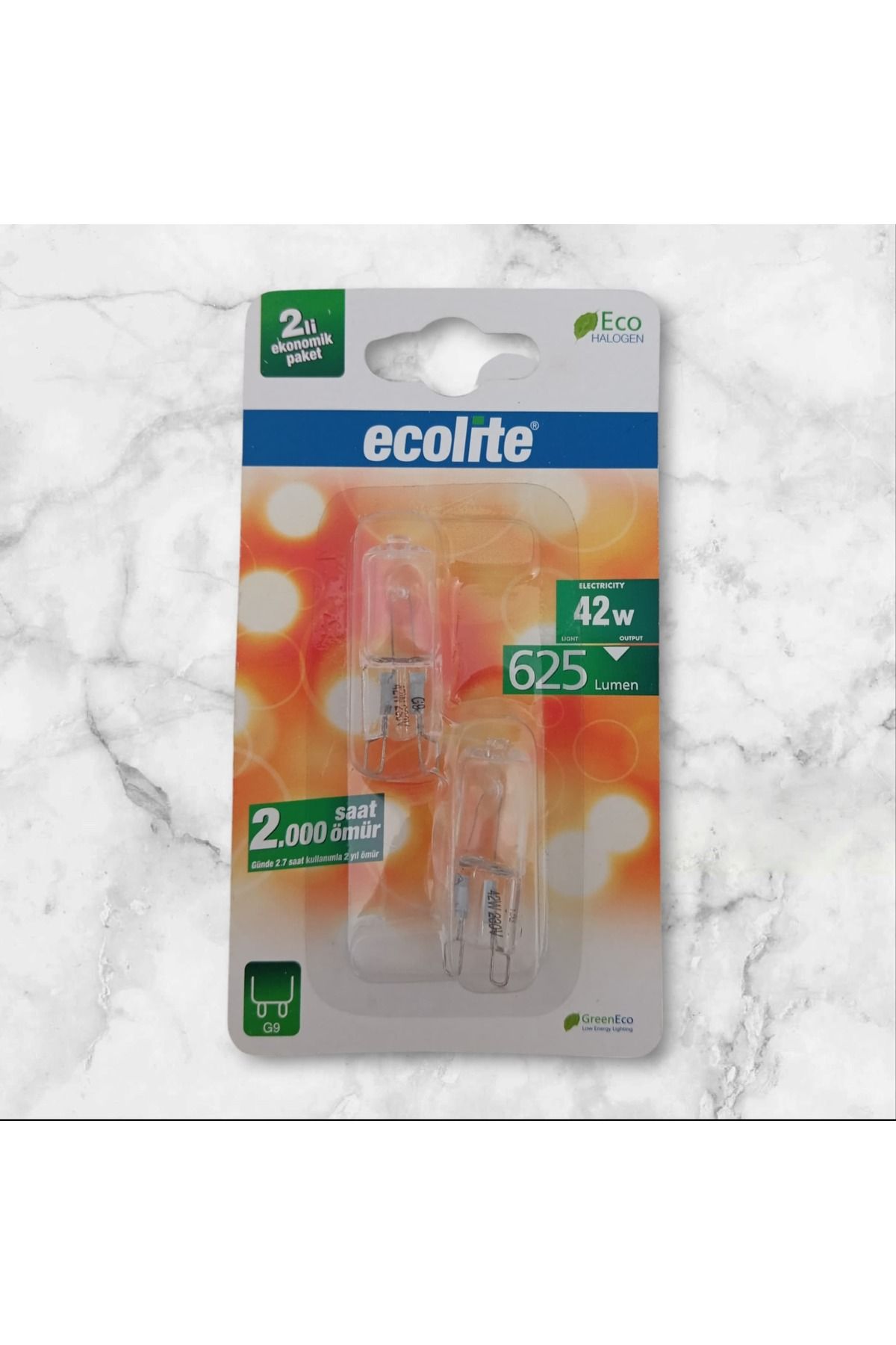 Ecolite G9 42W DUYLU HALOJEN AMPUL 2700 K SARI