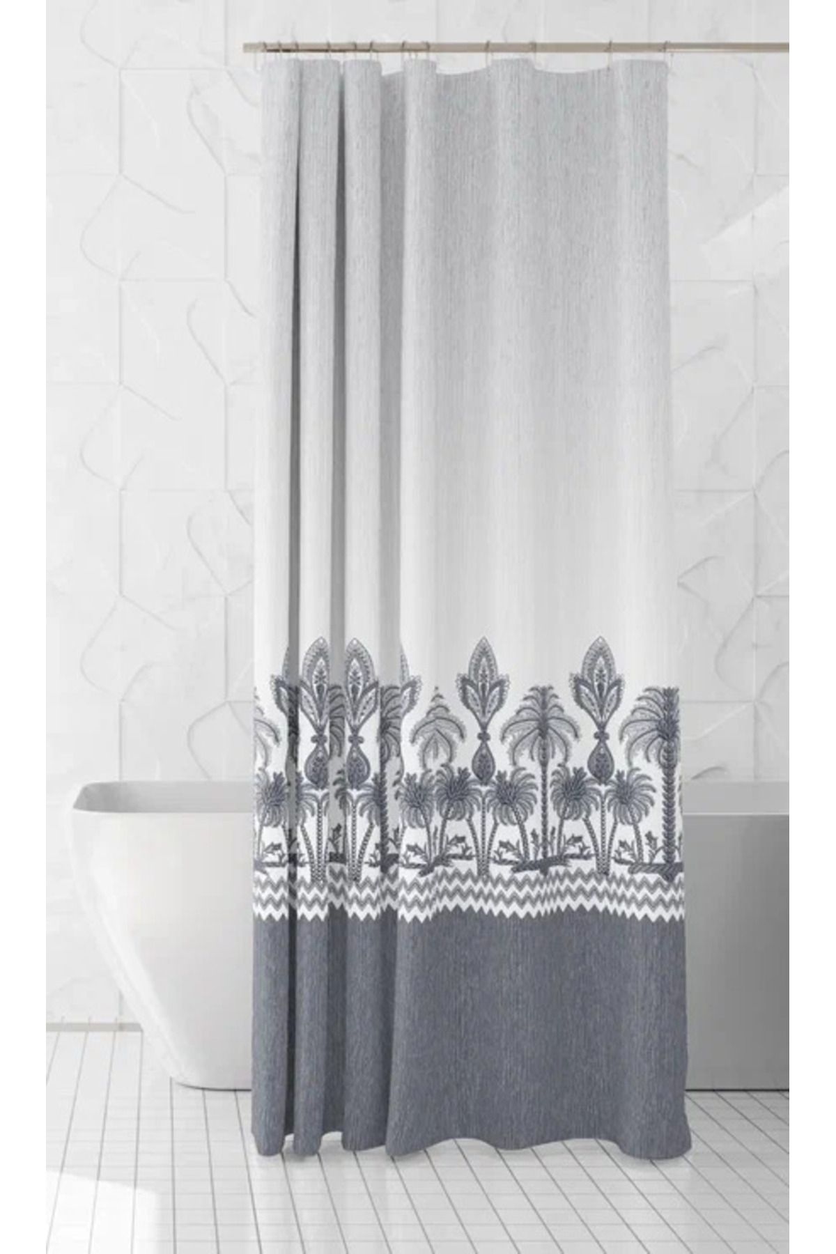 Zethome Banyo Perdesi 1x100x200 Tek Kanat Duş Perdesi Halka Hediyeli Duşakabin Perdesi 4238