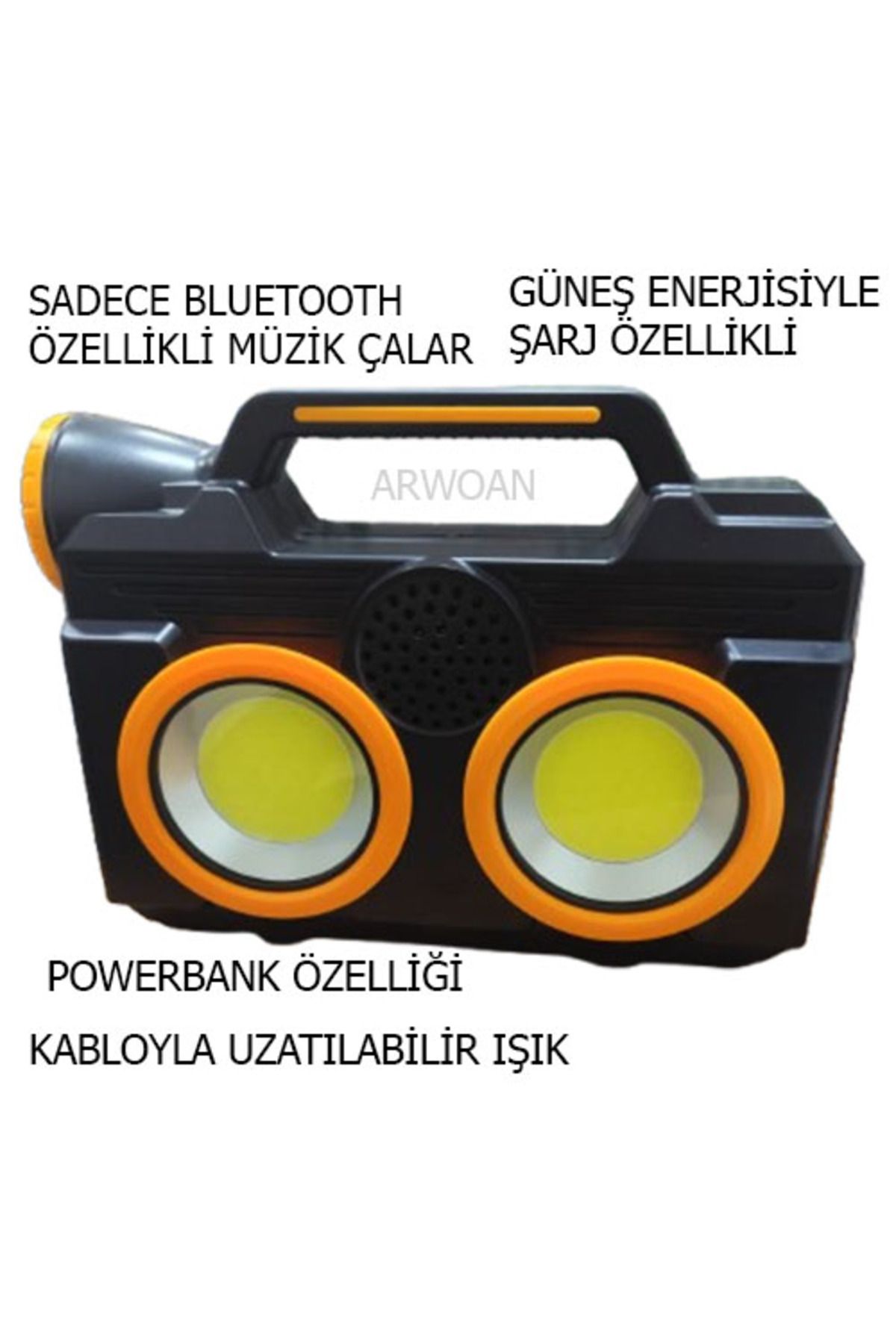 ARWOAN kabloyla uzatılabilir fener sadece bluetooth'la çalışabilir ses bombası