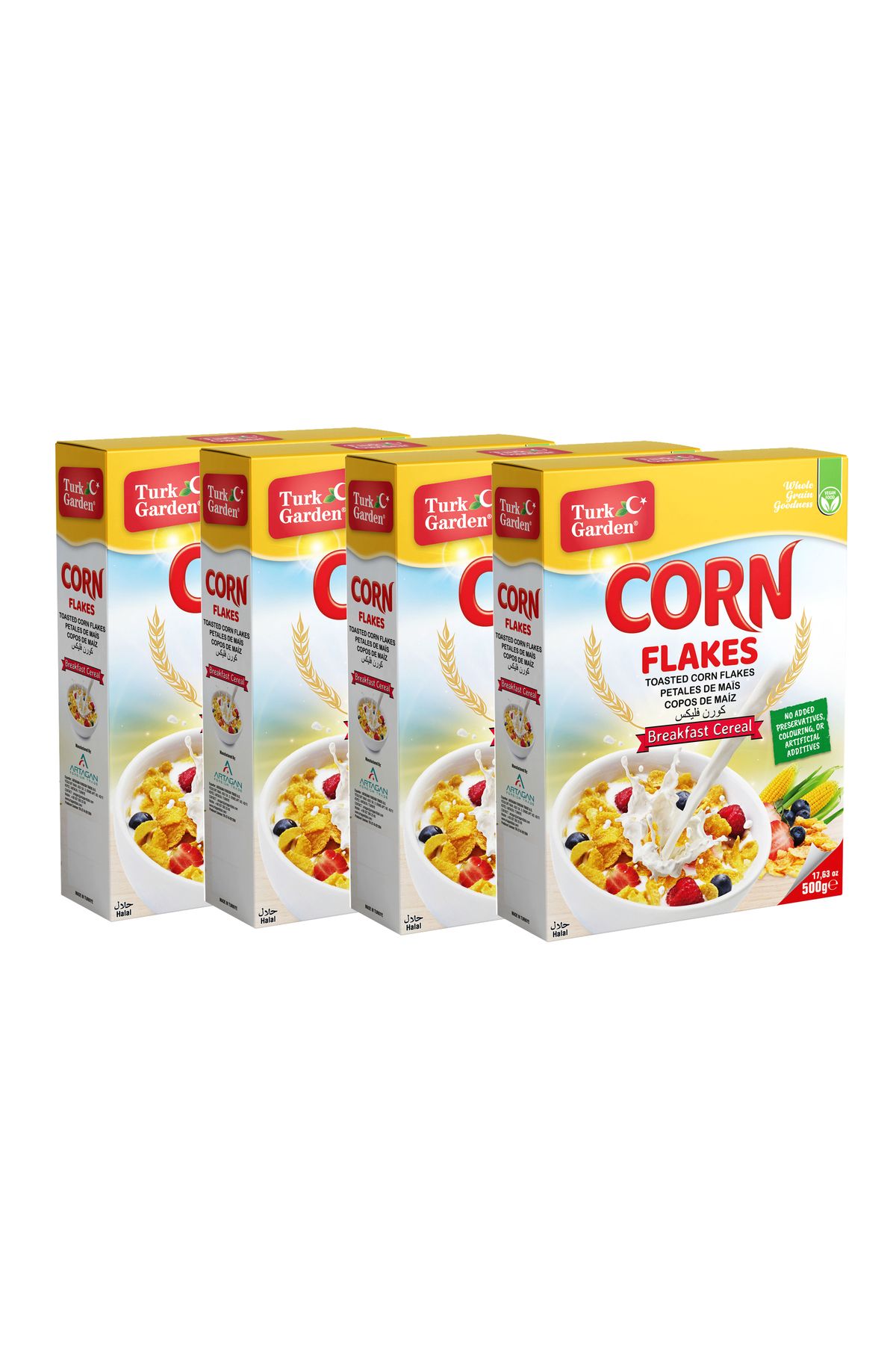 TURK GARDEN Corn Flakes Mısır Gevreği 500 gr 4'lü Paket