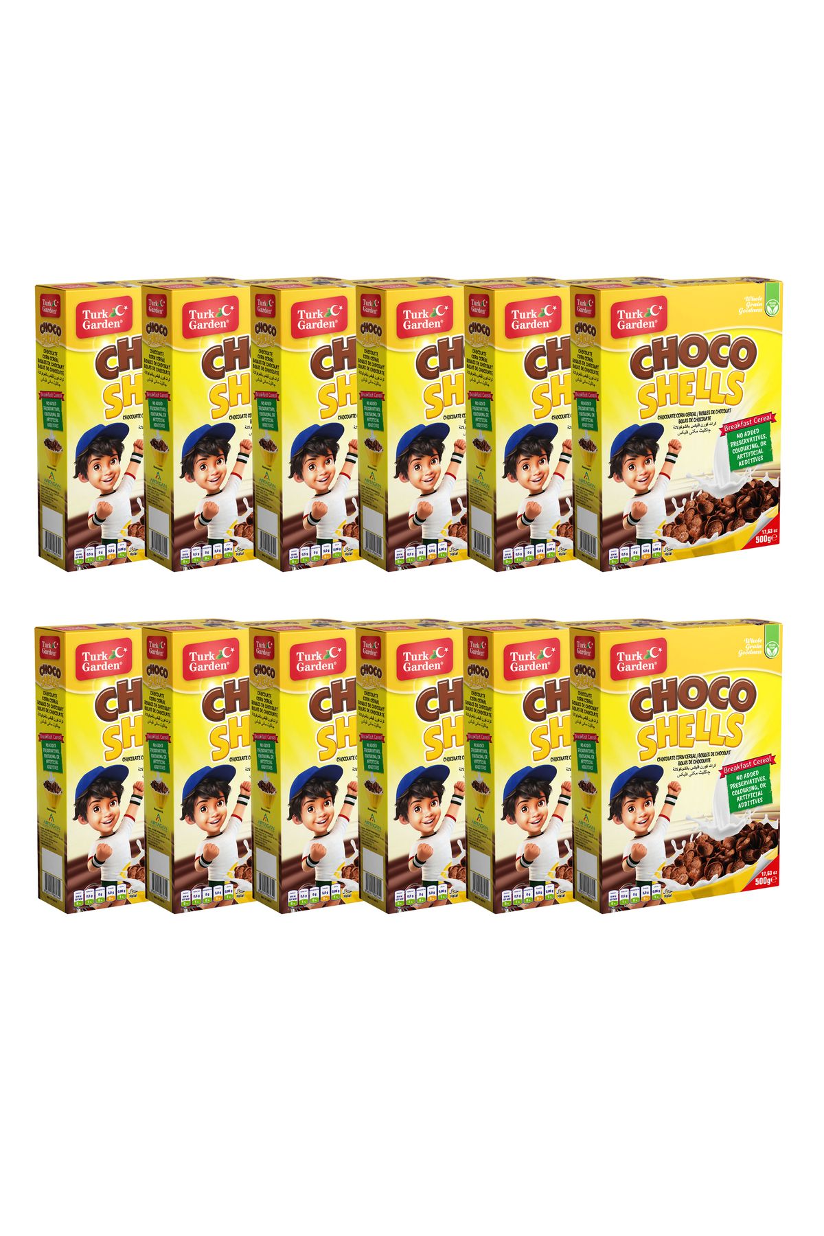 TURK GARDEN Choco Shells Çikolatılı Mısır Gevreği 500 gr 12'li Paket