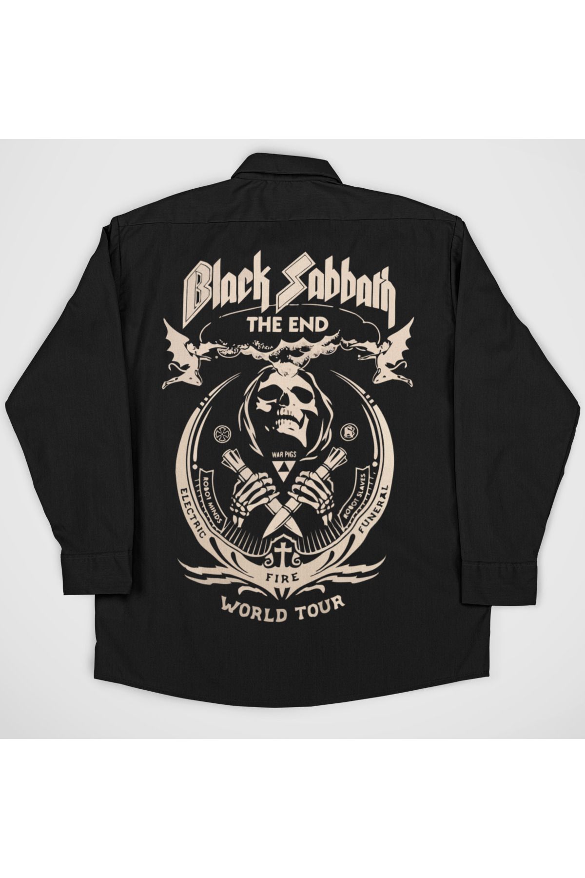 SEVBANO Black Sabbath World Tour Müzik Grubu Baskılı Unisex Rock Metal Cepli Gömlek