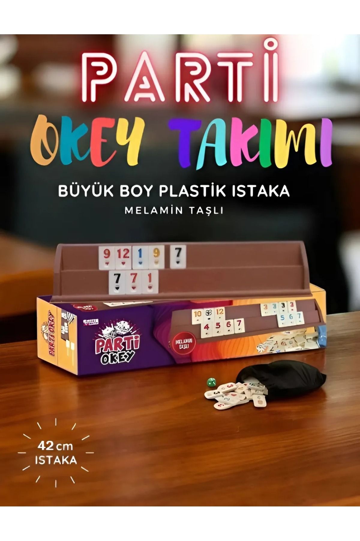 nextbuy Büyük Boy Okey Takımı 44 Cm Plastik Istakalı Melamin Taşlı Parti Hobi Oyun Seti