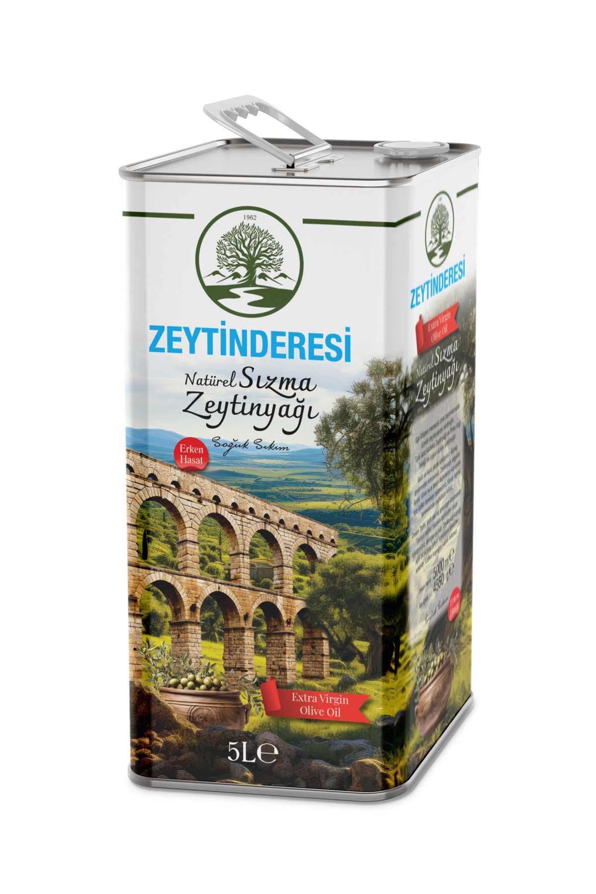 Natural Zeytin Deresi 5 Lt Natürel Sızma Soğuk Sıkım Zeytinyağı