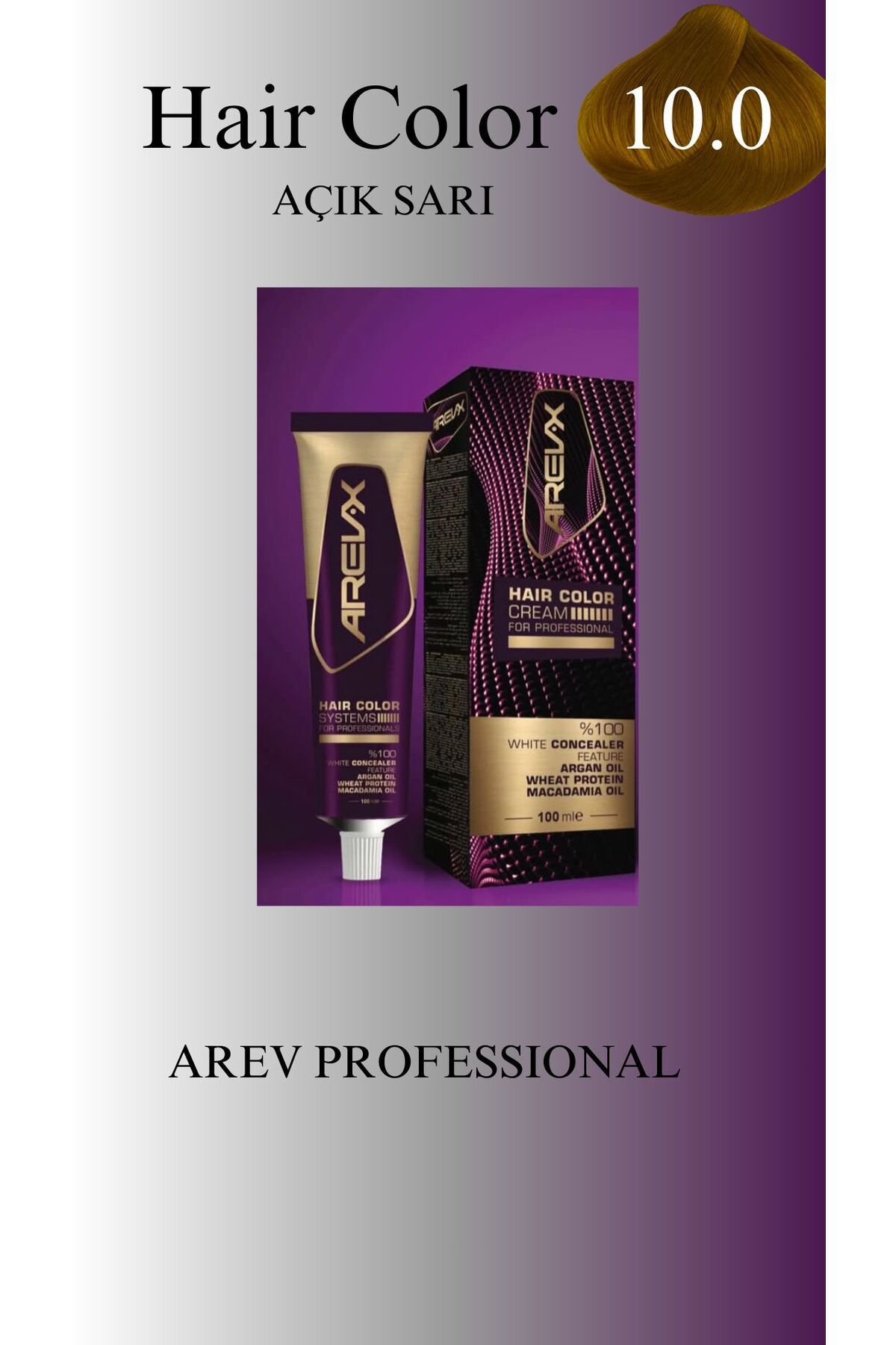 arev professional AREV PROFESSİONAL SİNGLE TÜP BOYA 10.0 AÇIK SARI