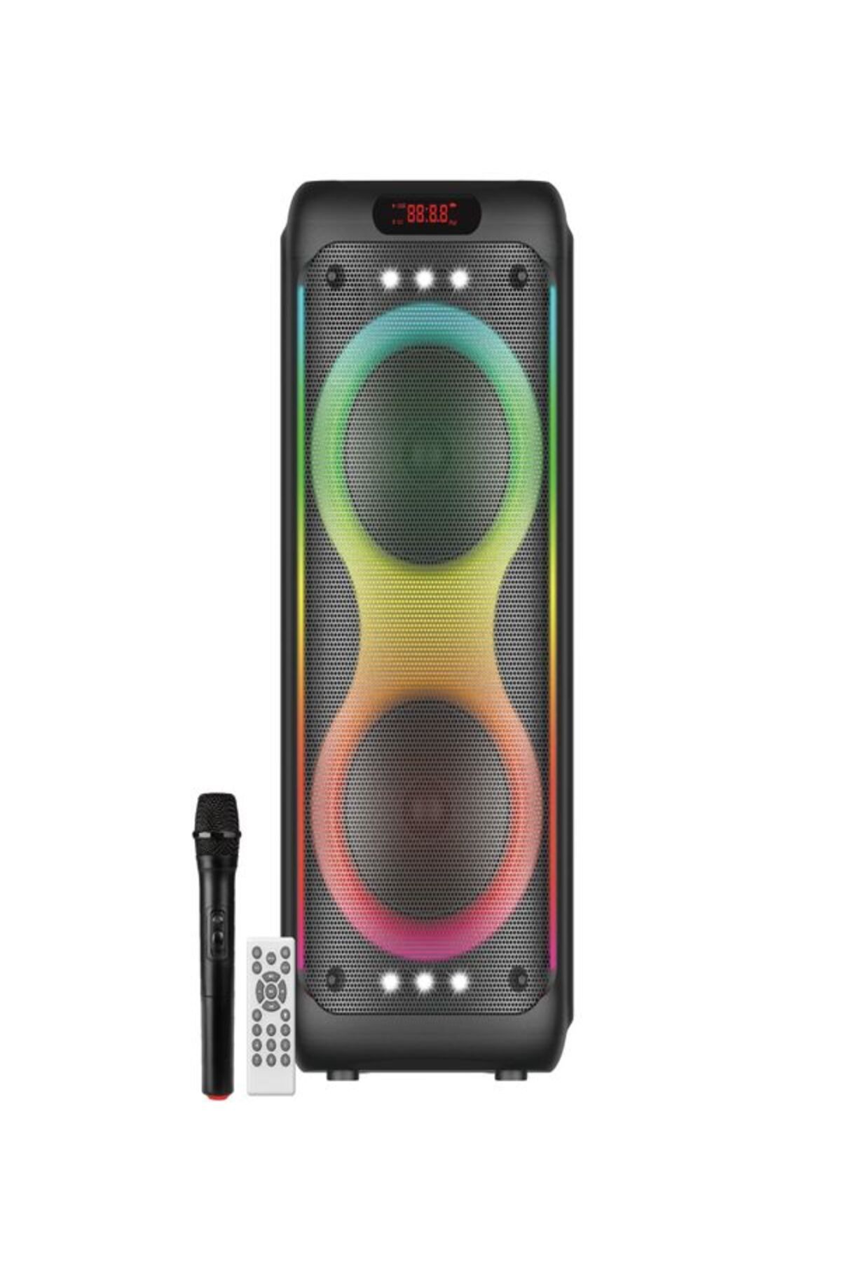 ULTRATEKNO BTS-1829 100W Karaoke Ses Sistemi 2x10 inç RGB Efektli Party Box Mikrofonlu Bluetooth Hoparlör