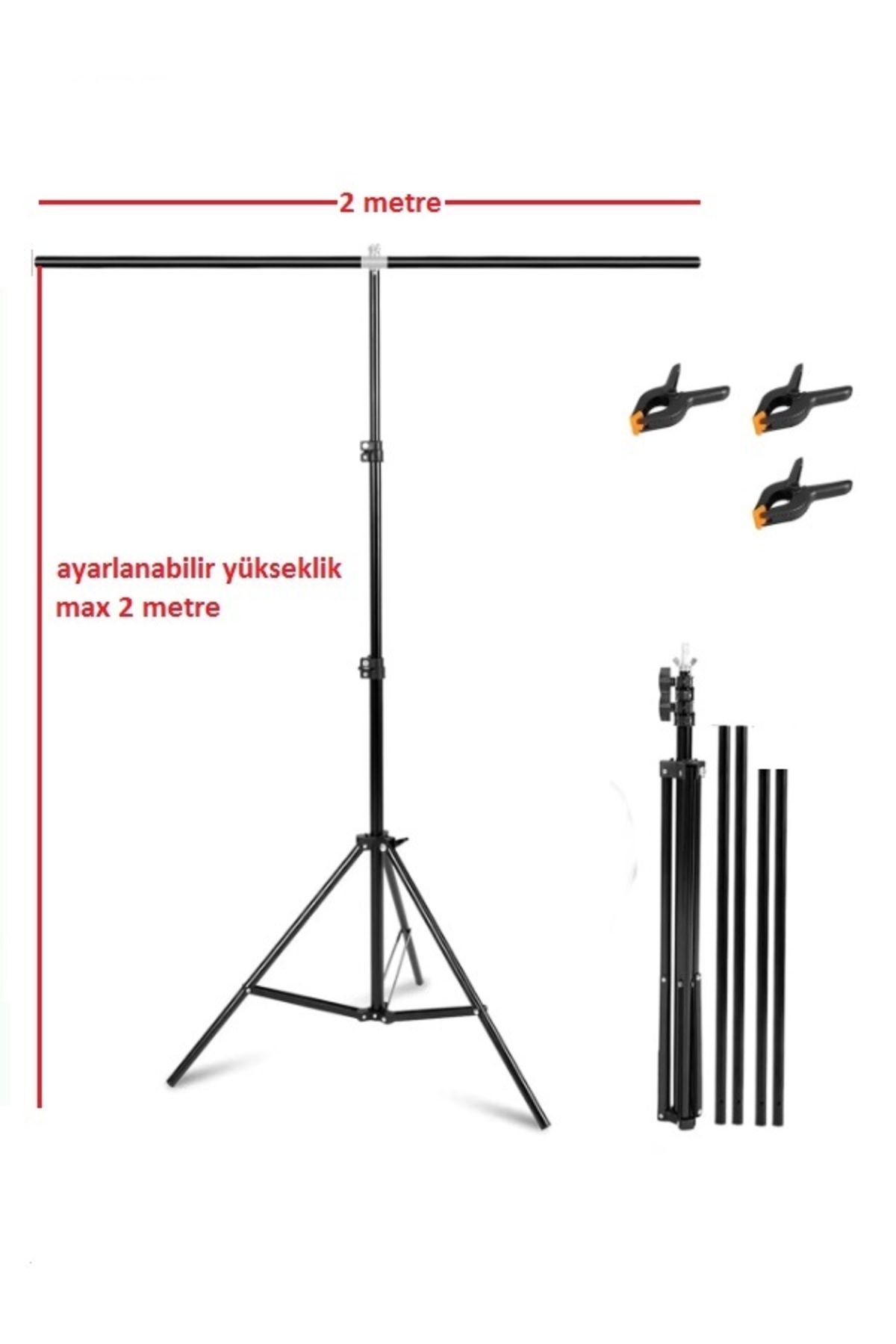 ADA GREENBOX 200*200cm T Stand Bar Fon Perde PVC Background Backdrop Çekim Standı T-Shape 2x2m