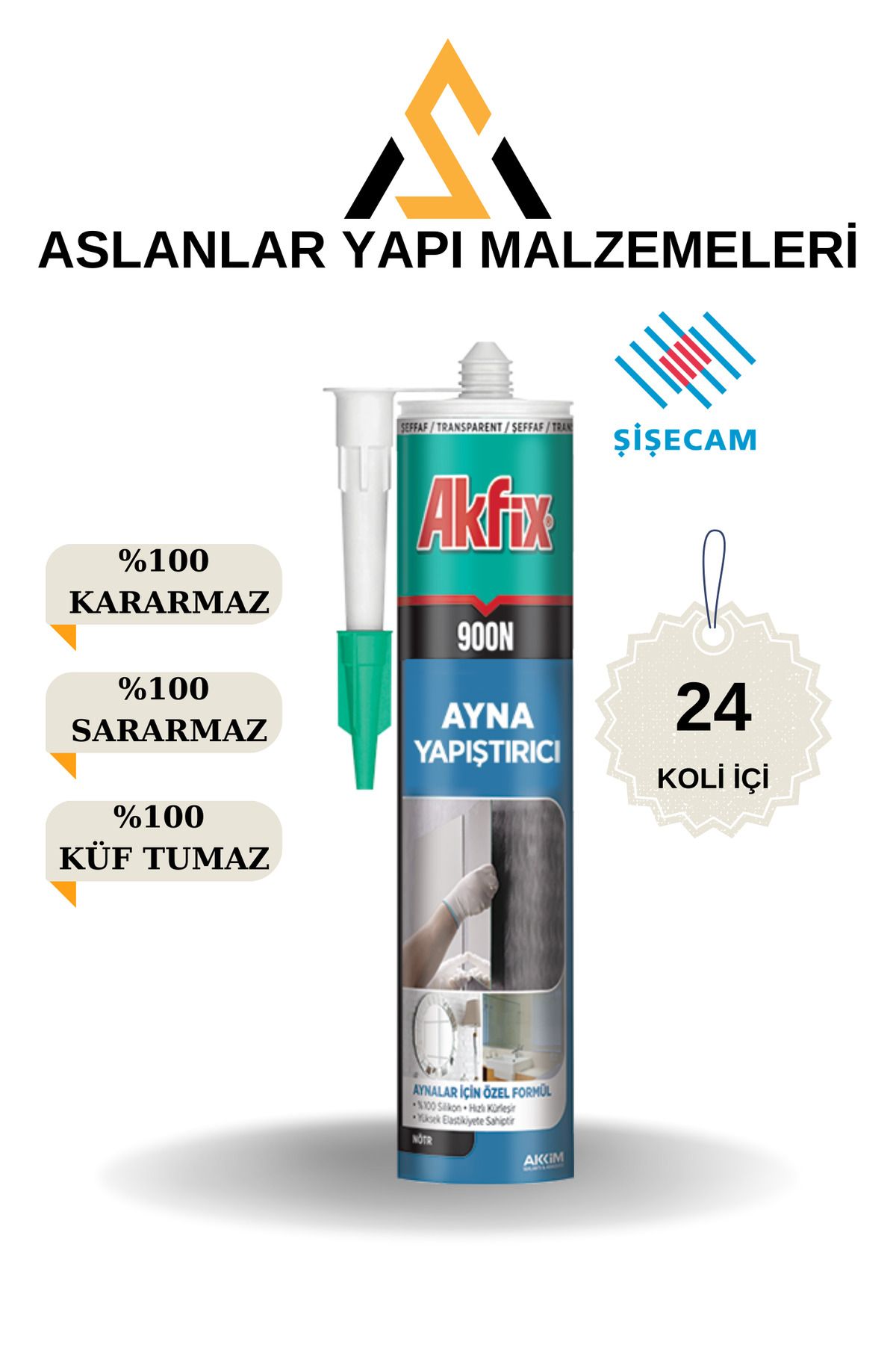 Akfix 900n Ayna Yapıştırıcı (24 ADET) (ŞİŞECAM ONAYLI)